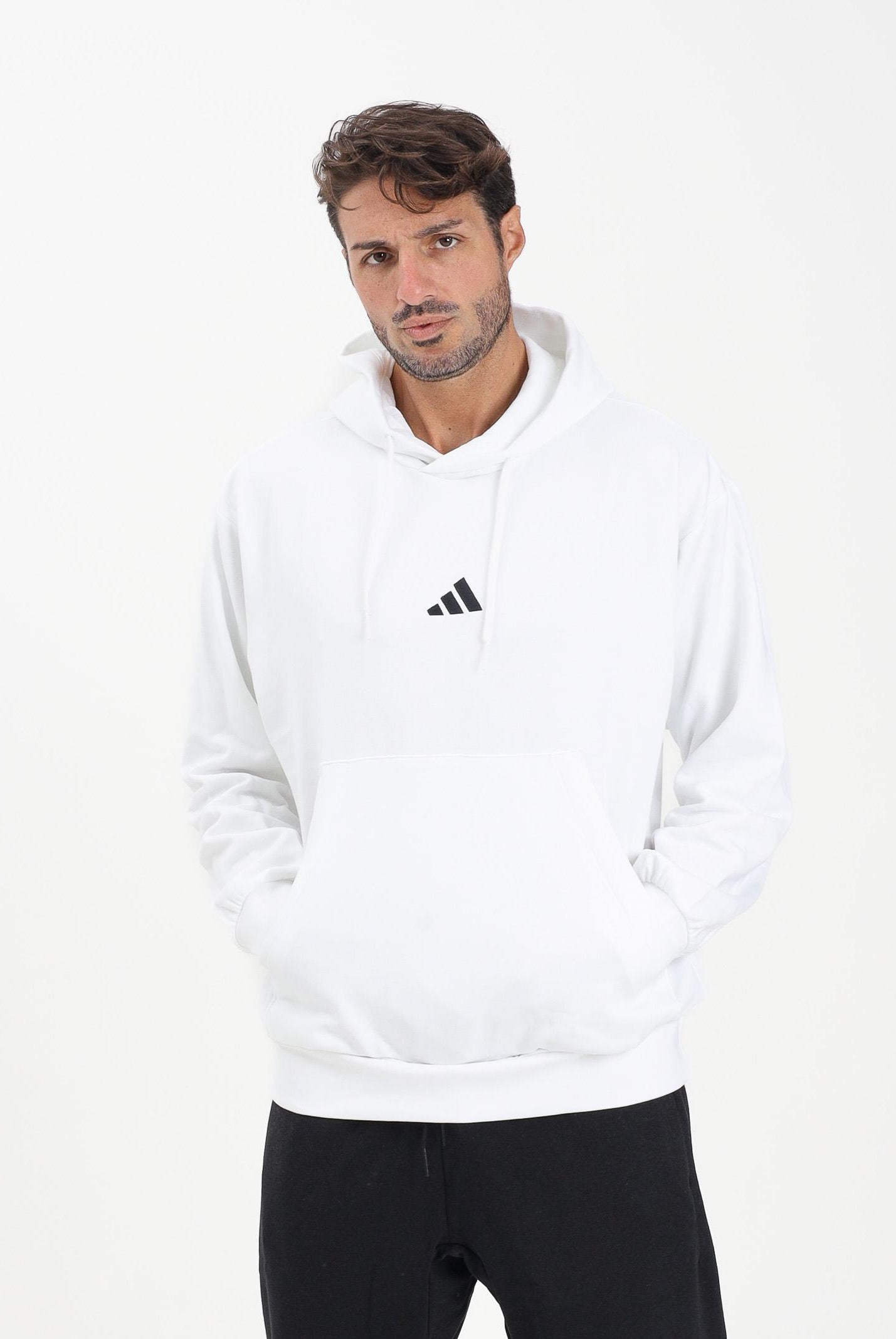 ADIDAS PERFORMANCE Felpa con cappuccio Essentials Feelcozy French Terry bianca da uomo JE3808 ADIDAS PERFORMANCE