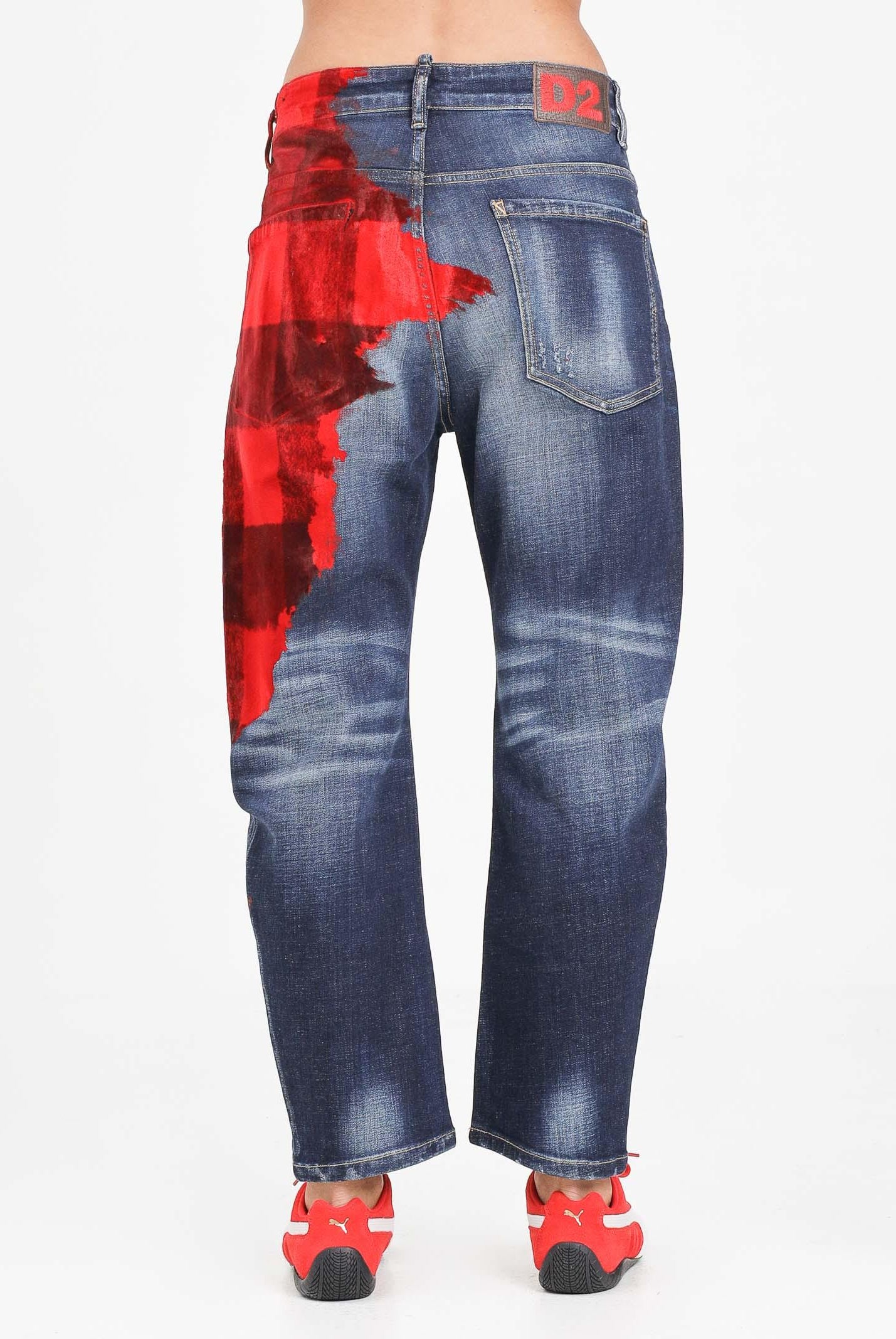 DSQUARED2 Jeans per donna, ragazzi e bambini in denim blu sfumato con stampa digitale DQ3101D0AEK DQ01 DSQUARED2