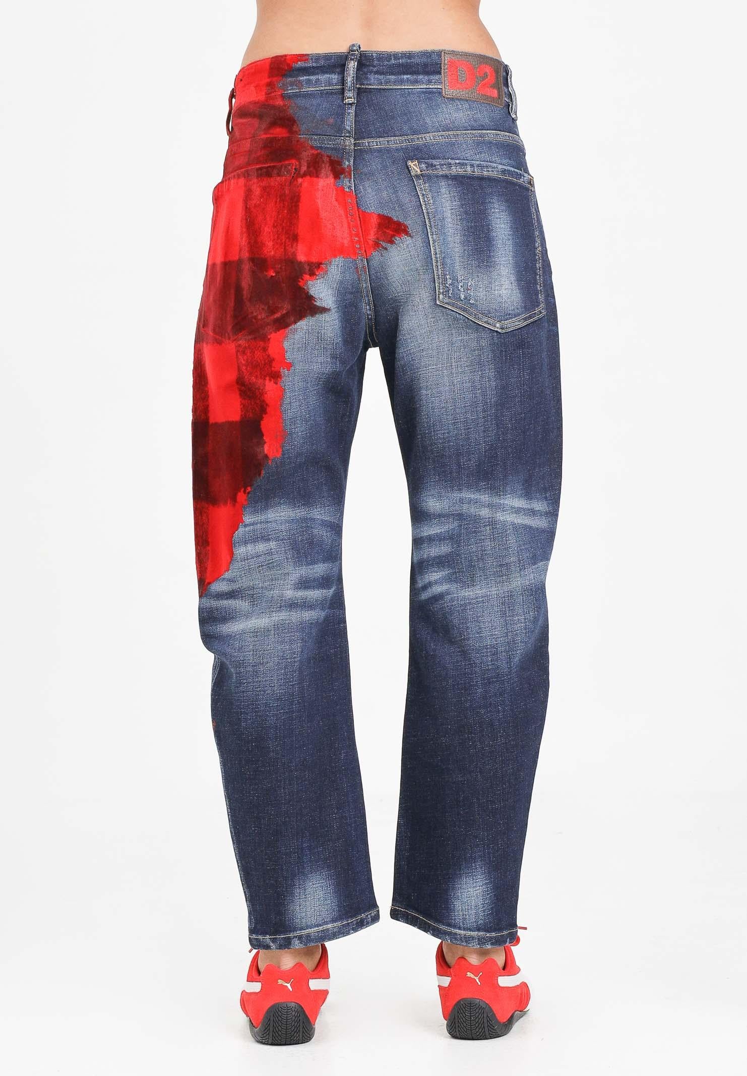 DSQUARED2 Jeans per donna, ragazzi e bambini in denim blu sfumato con stampa digitale DQ3101D0AEK DQ01 DSQUARED2
