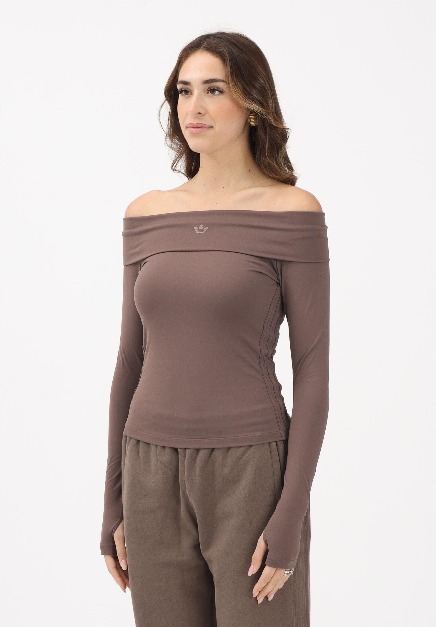 ADIDAS ORIGINALS T-shirt a manica lunga marrone da donna KC8868 . ADIDAS ORIGINALS