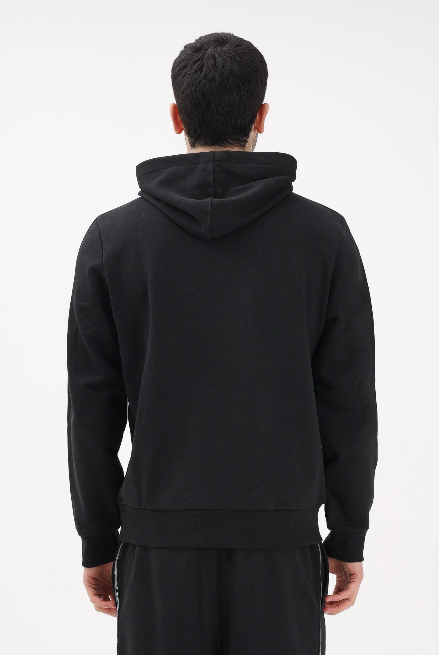 LACOSTE Felpa con cappuccio nera da uomo con bordi logati SH0884 031 LACOSTE