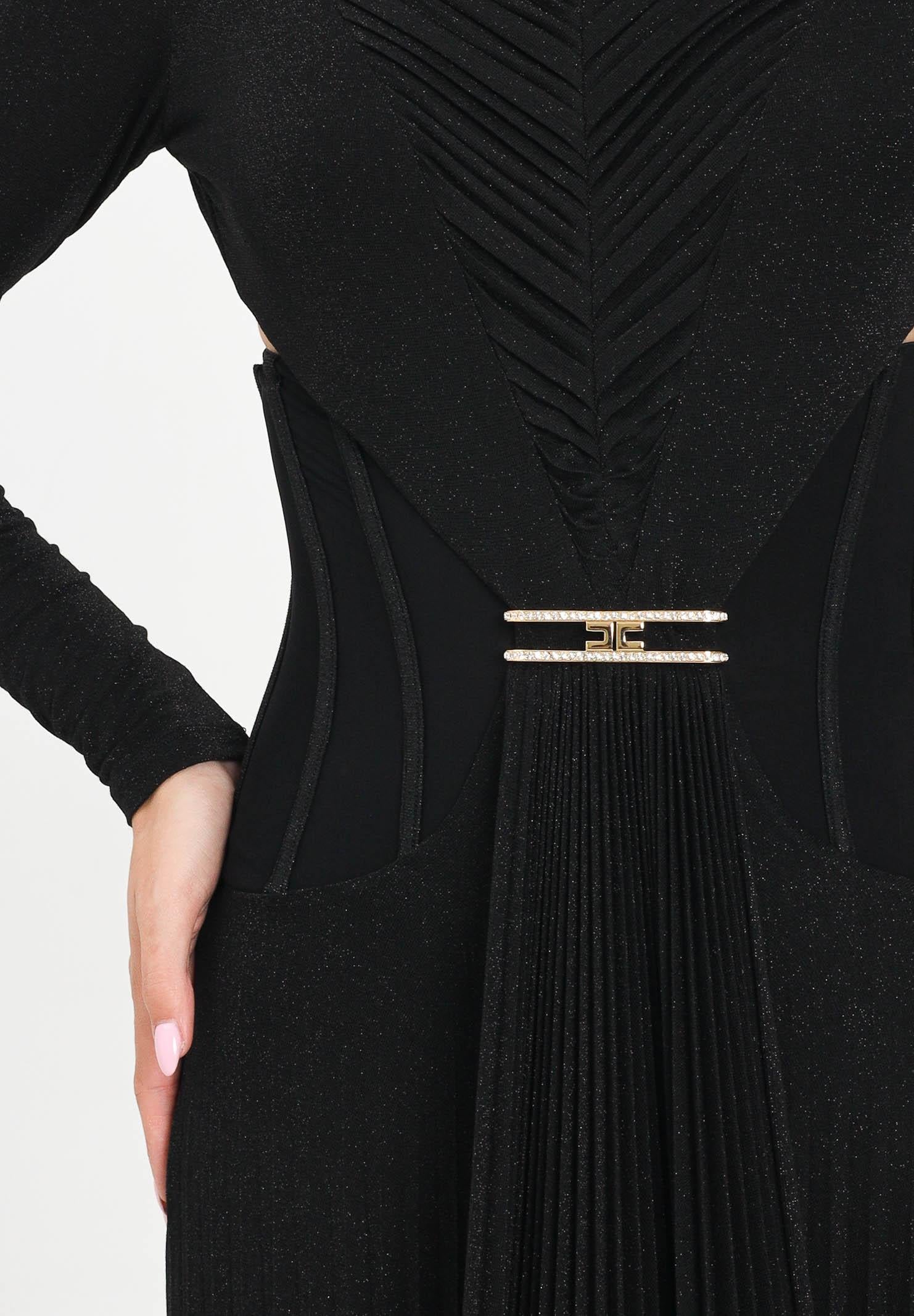 ELISABETTA FRANCHI Abito lungo nero da donna in jersey lurex ABR1256E2 110 ELISABETTA FRANCHI