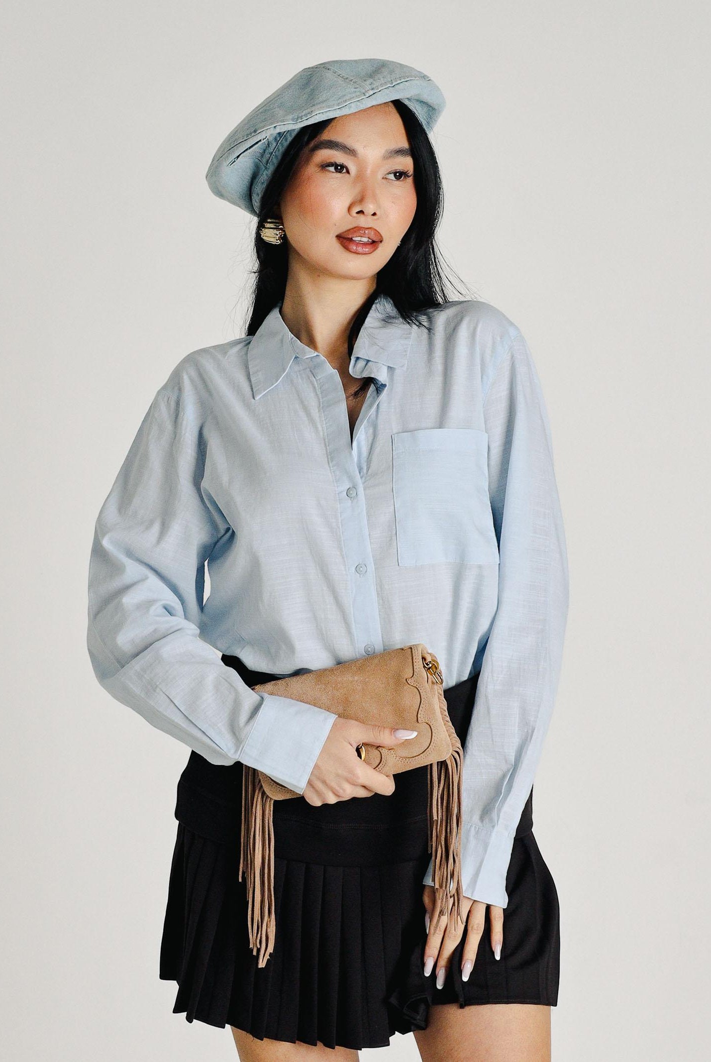 JDY Camicia a manica lunga celeste da donna 15351414 KEBL JDY