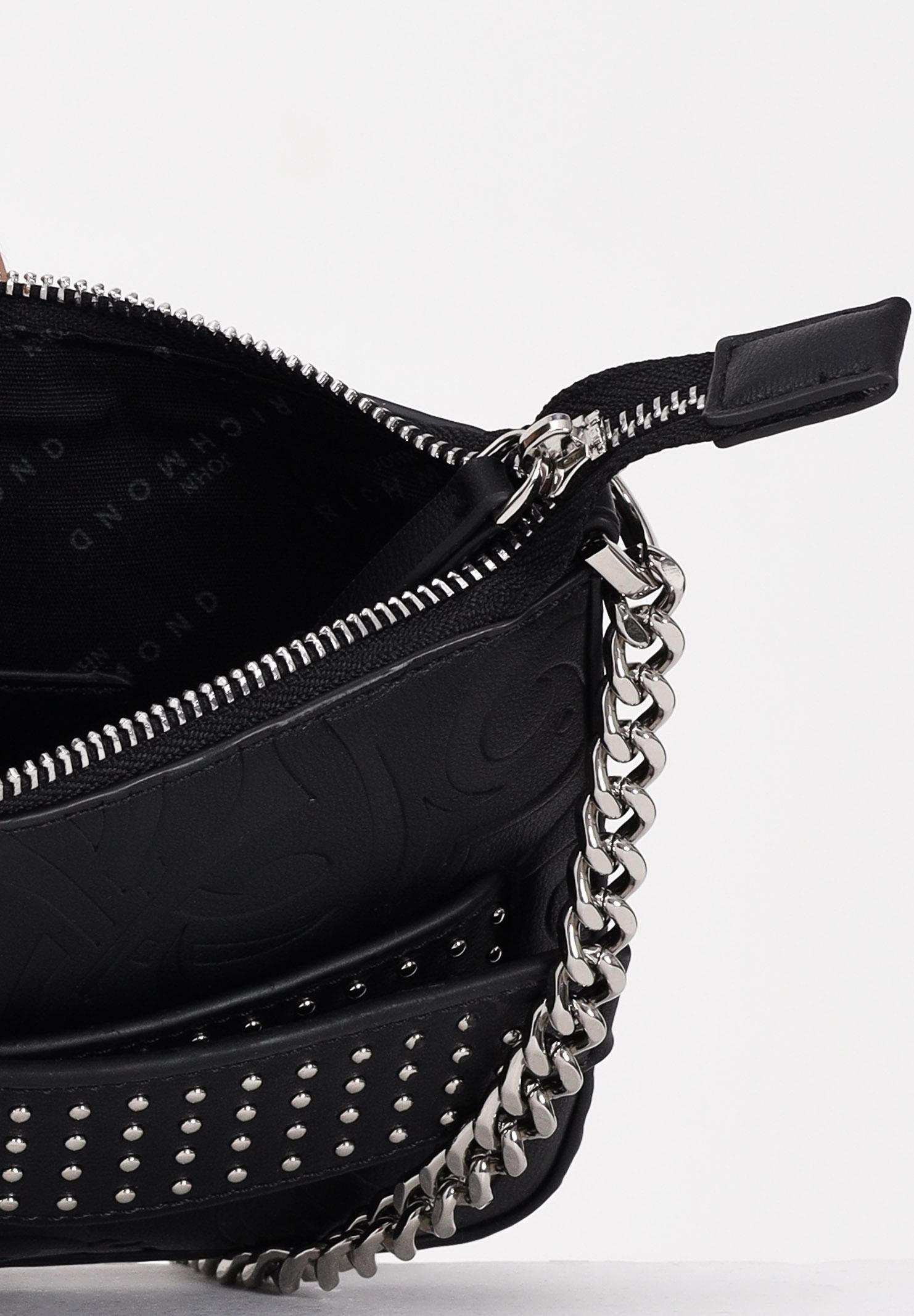 RICHMOND Borsa a spalla nera da donna con logo e borchie RWA25190BO BL RICHMOND