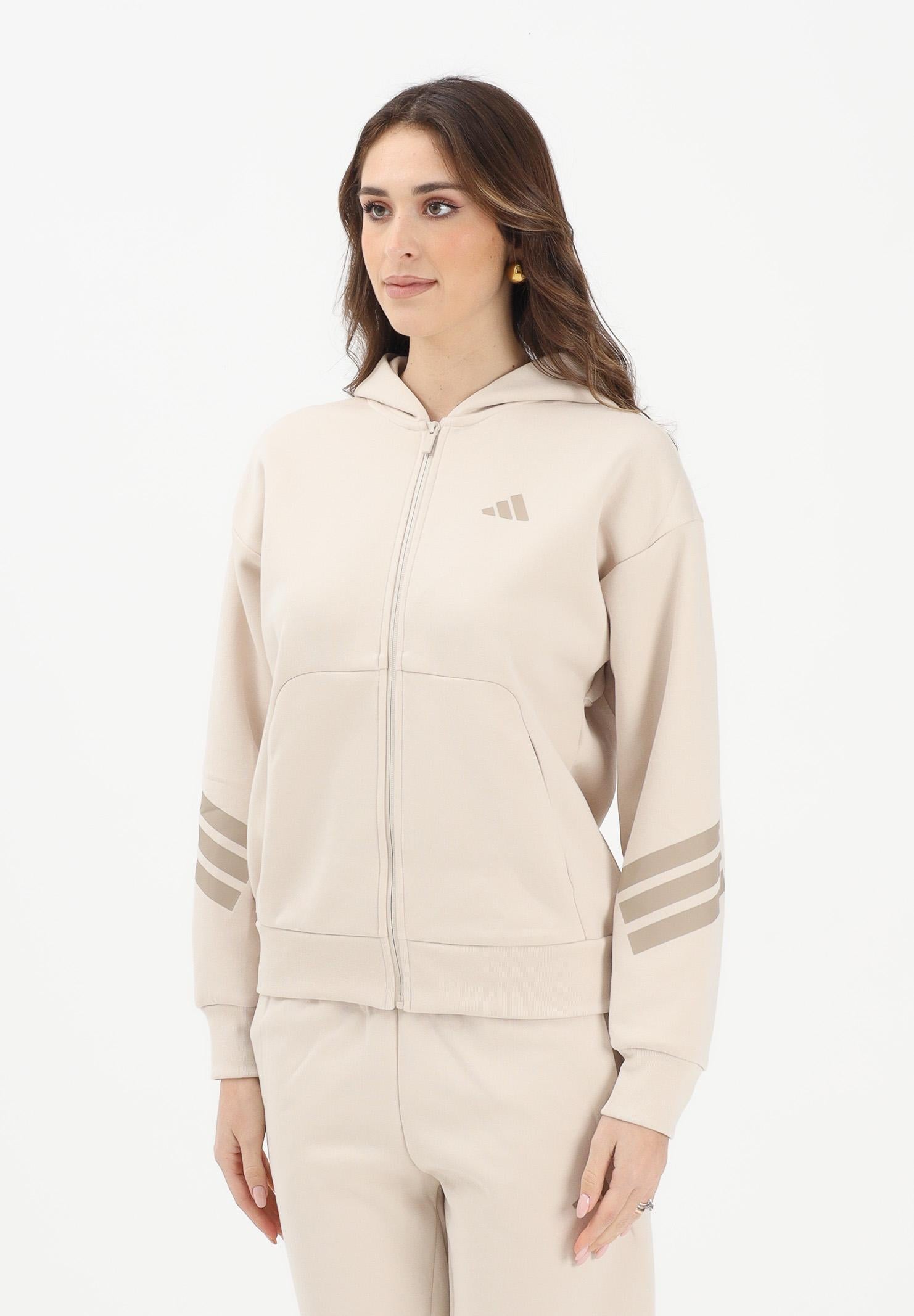 ADIDAS PERFORMANCE Felpa con zip Future Icons 3-Stripes beige da donna KD7733 . ADIDAS PERFORMANCE