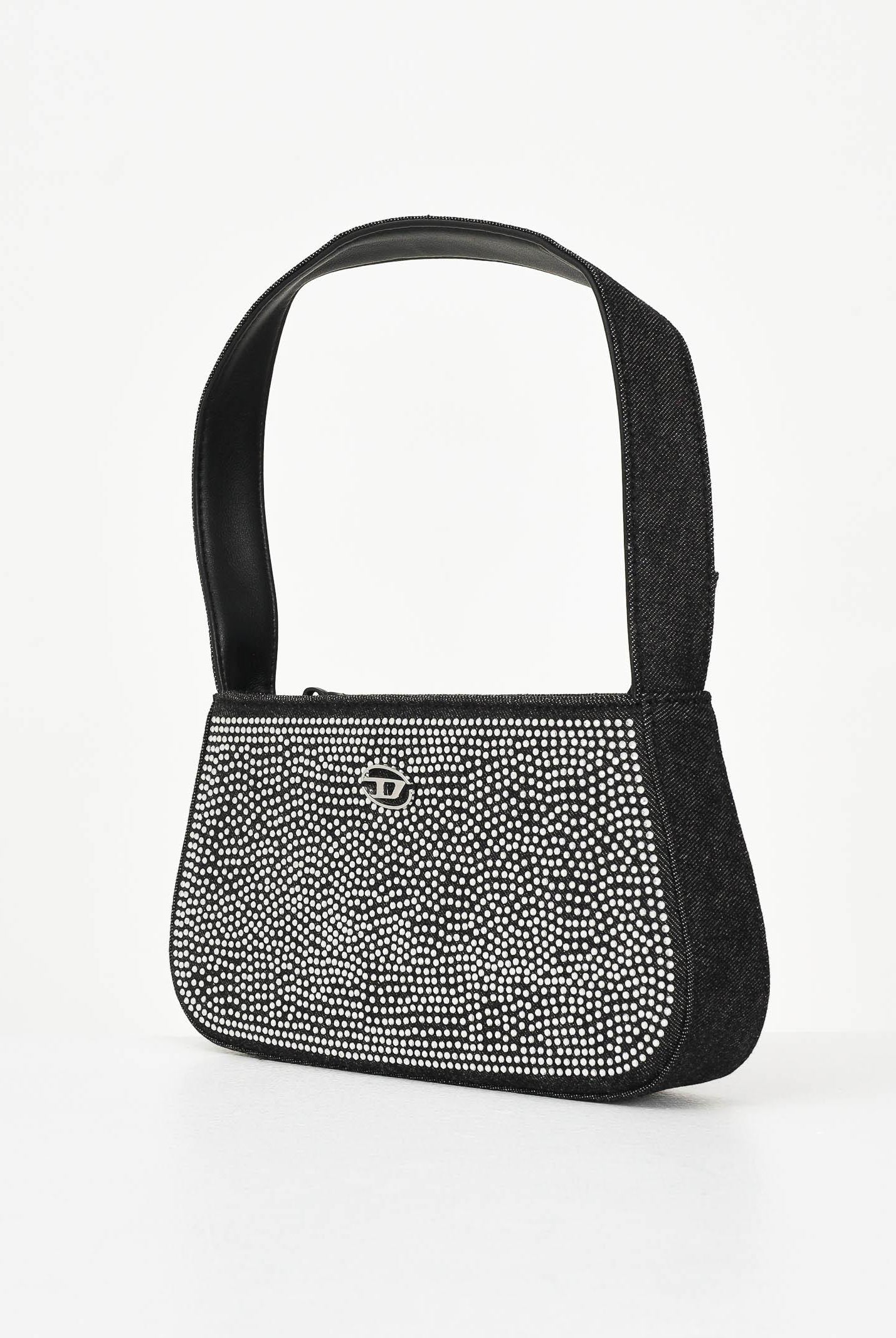 DIESEL Borsa WJULIE in denim nero da donna con strass applicati J02530KXBRM K02 DIESEL