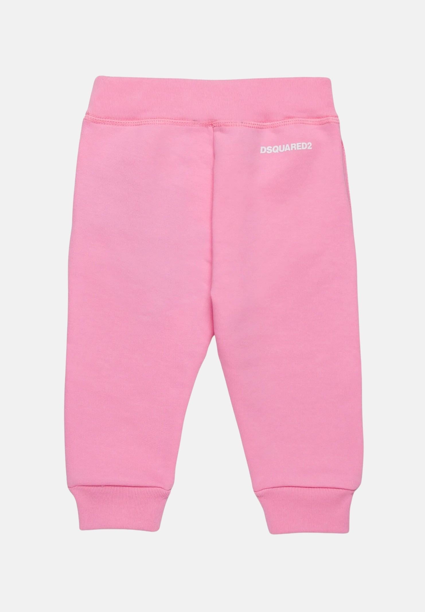 DSQUARED2 Pantalone sportivo rosa da neonato con stampa logo DQ2869D0094 DQ321 DSQUARED2