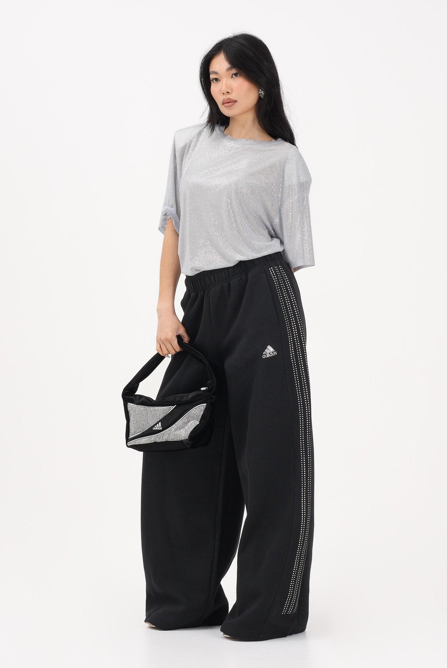 ADIDAS ORIGINALS Pantalone sportivo TEAMGEIST RHINESTONE nero da donna KD0498 . ADIDAS ORIGINALS