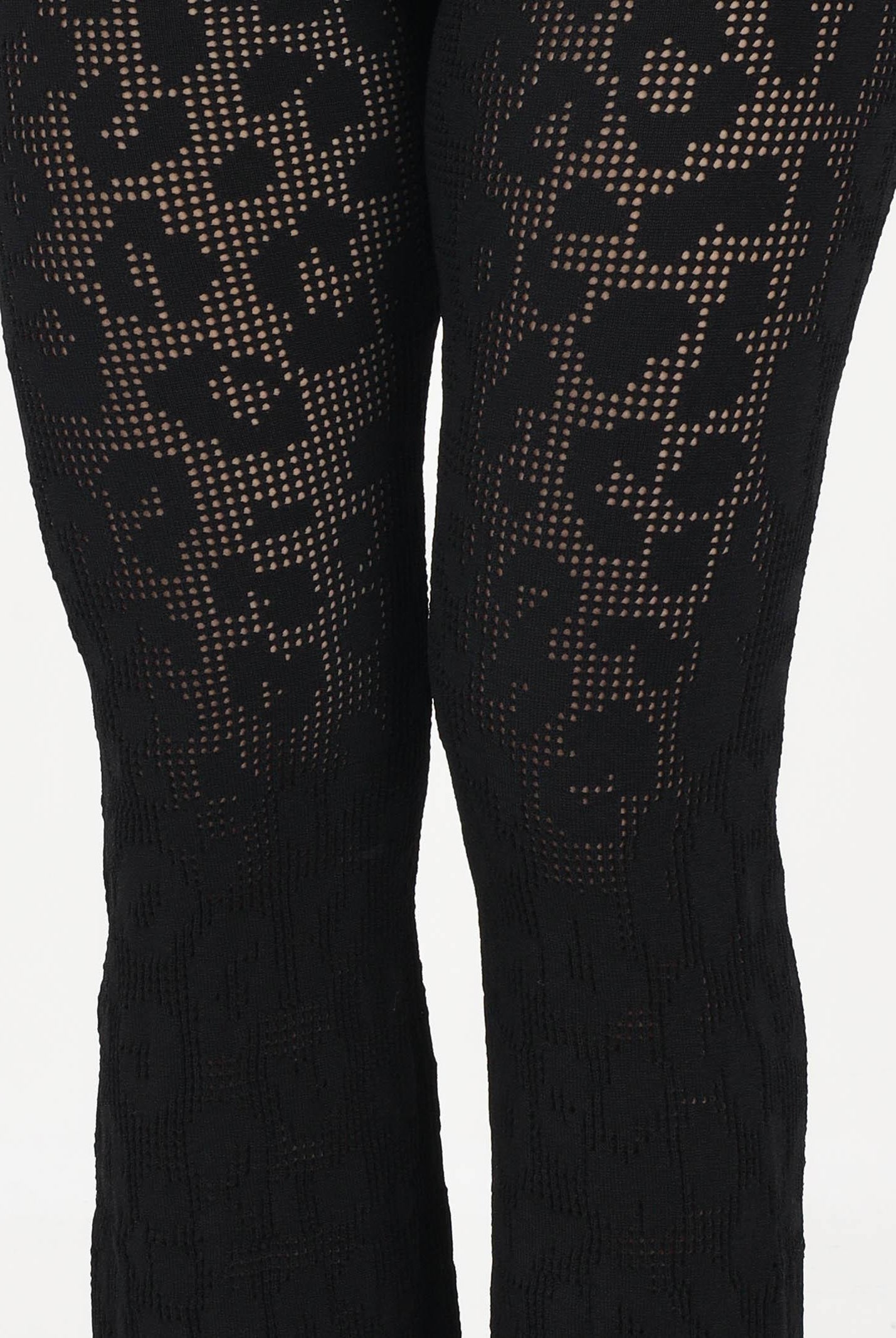 AKEP Pantalone nero da donna in maglia traforata PTKD13225 V1 AKEP