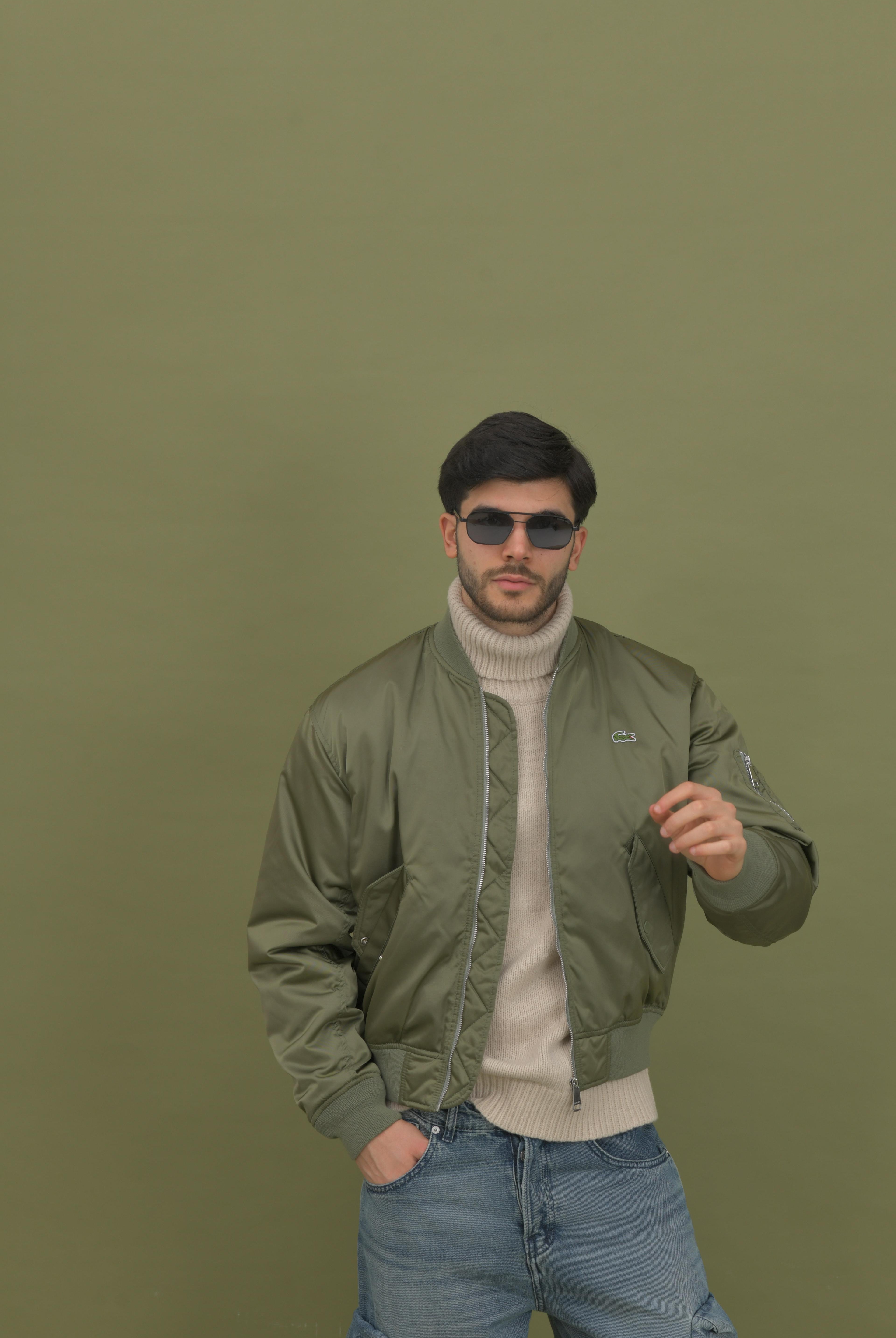 LACOSTE Bomber verde da uomo con logo BH2899 BMY LACOSTE