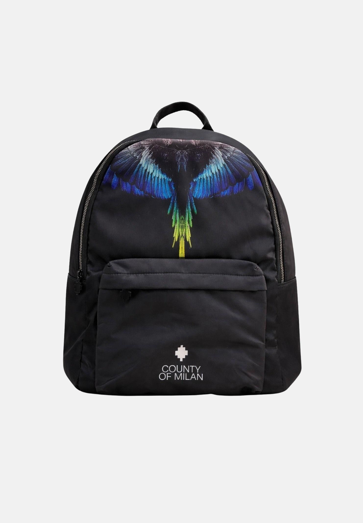 MARCELO BURLON COUNTY OF MILAN Zaino nero per uomo e donna con stampa ali e logo COMAS2603090895 . MARCELO BURLON COUNTY OF MILAN