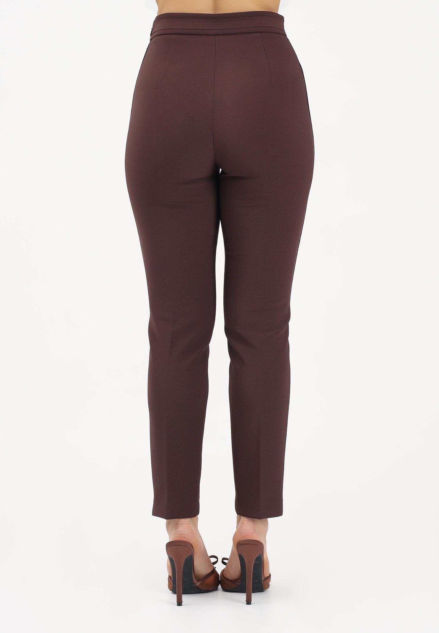 ELISABETTA FRANCHI Pantalone elegante cacao da donna con logo ricamato PA17061E2 644 ELISABETTA FRANCHI