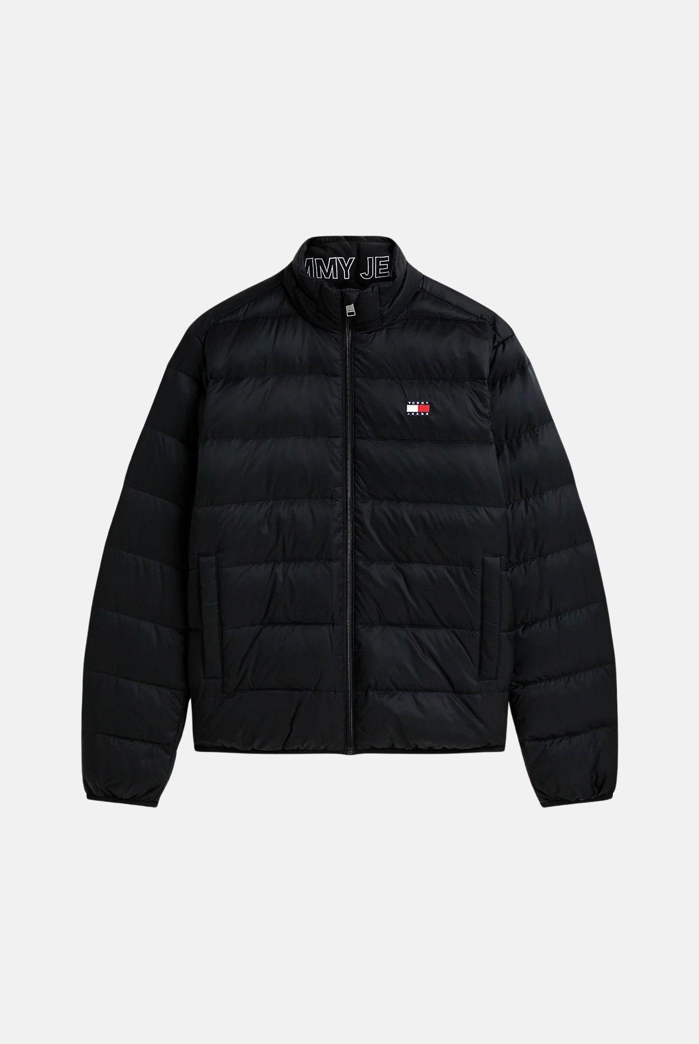 TOMMY JEANS Giubbotto Piumino relaxed fit leggero ripiegabile in ripstop black nero, colore basico nero DM0DM23231 BDS TOMMY JEANS