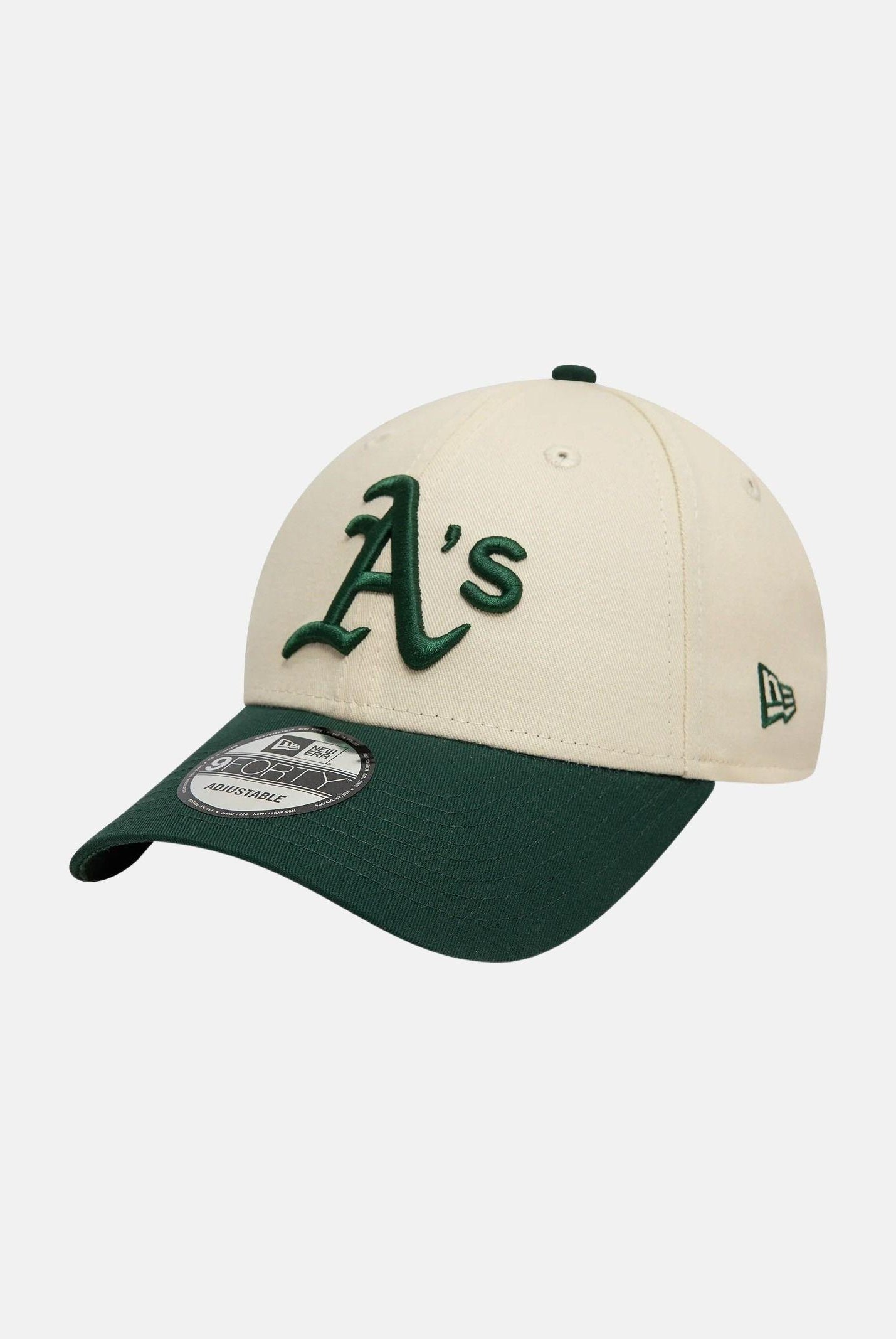 NEW ERA Cappello con visiera 9FORTY A-Frame Oakland Athletics panna e verde per uomo e donna 60595214 . NEW ERA
