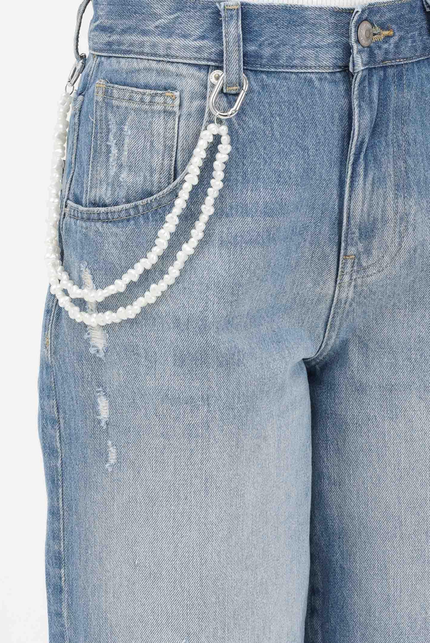 ONLY Bermuda in denim chiaro da donna con charms perline 15371252 MEBL ONLY