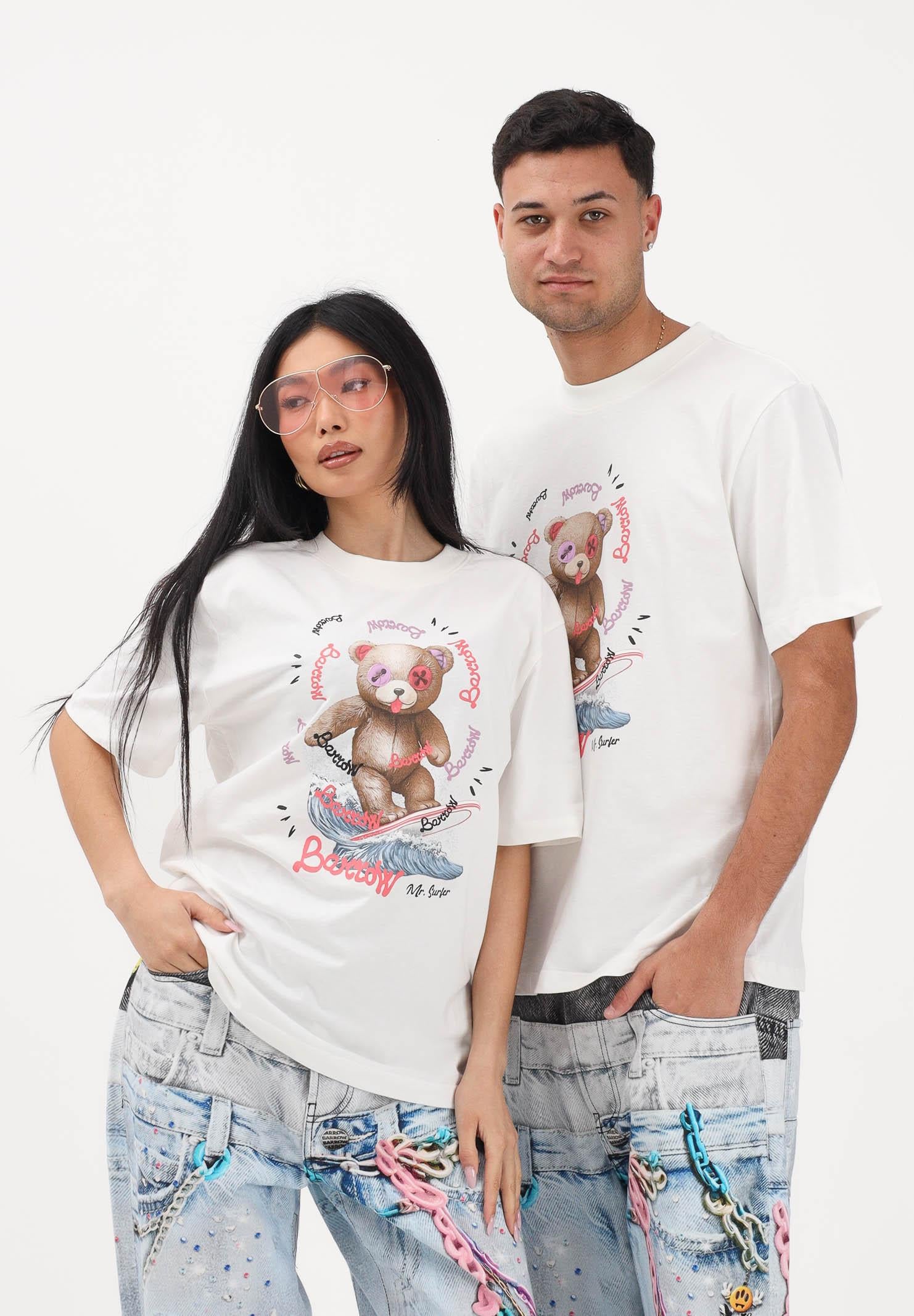 BARROW T-shirt a manica corta bianca per uomo e donna con stampa S6BWUATH078 412 BARROW