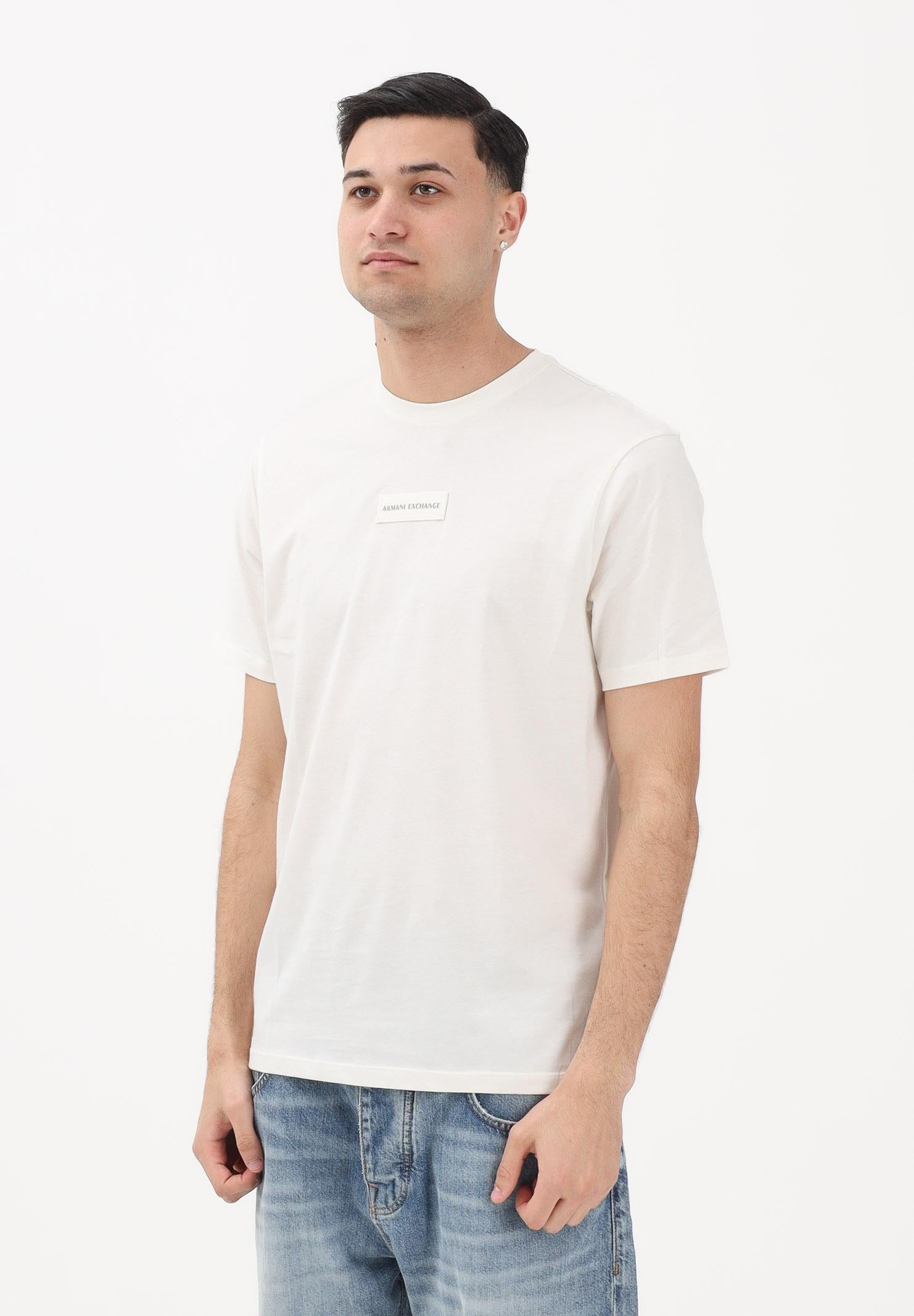 ARMANI EXCHANGE T-shirt a manica corta bianco crema da uomo con logo XM002471AF10356 U1074 ARMANI EXCHANGE
