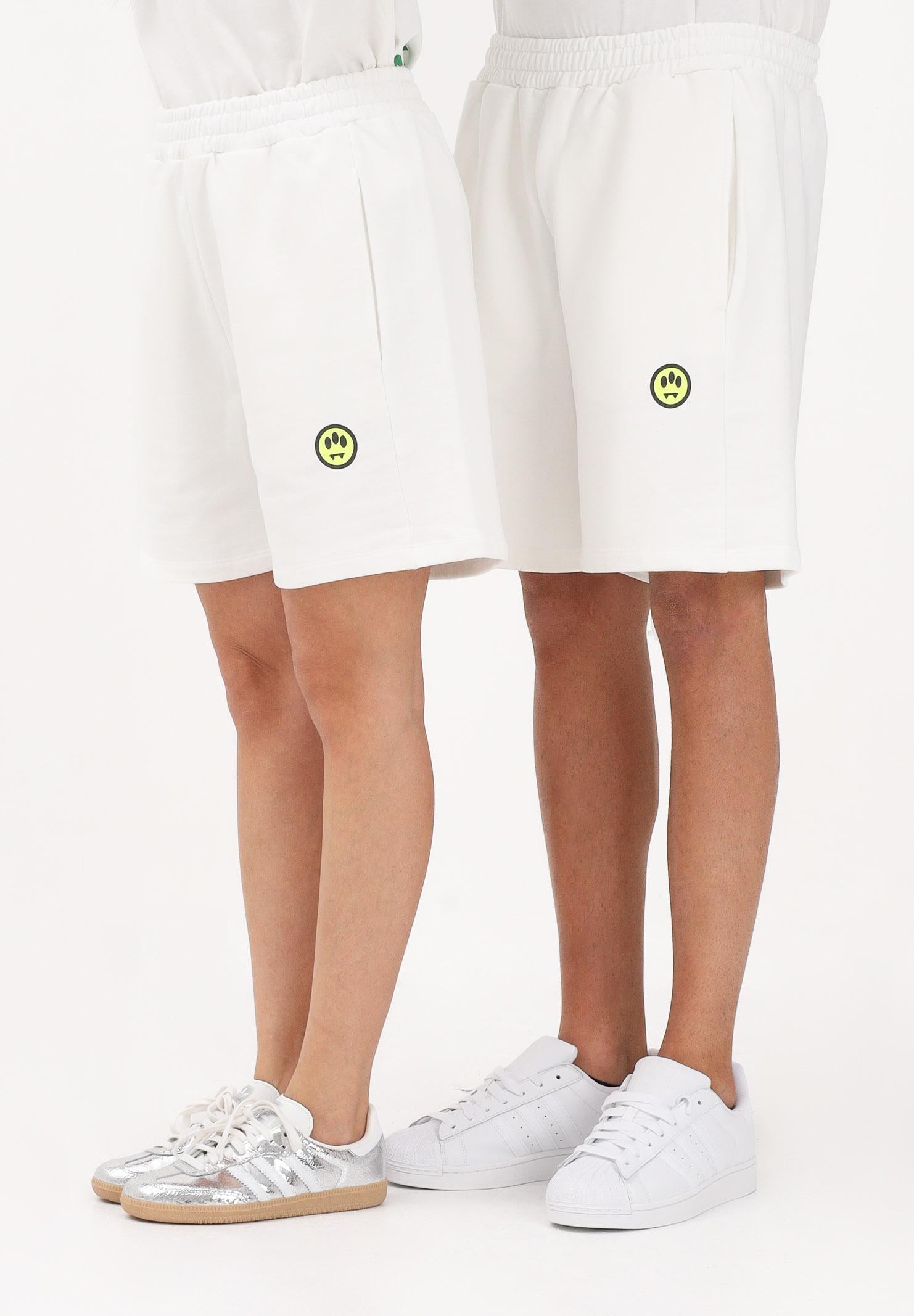 BARROW Shorts sportivo bianco per uomo e donna con stampa logo S6BWUABE004 412 BARROW
