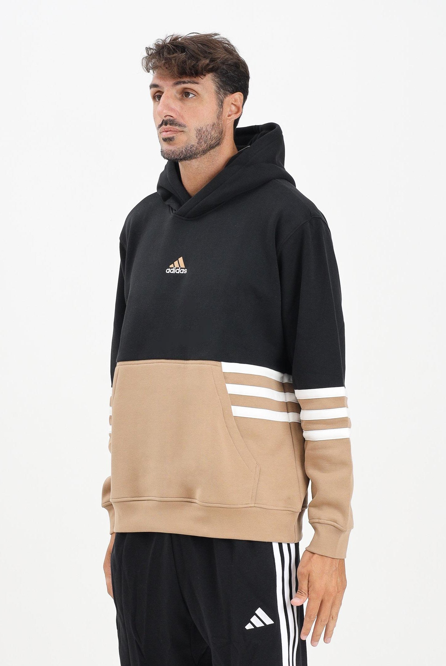 ADIDAS PERFORMANCE Felpa con cappuccio Archive nera e beige da uomo JY2797 ADIDAS ORIGINALS