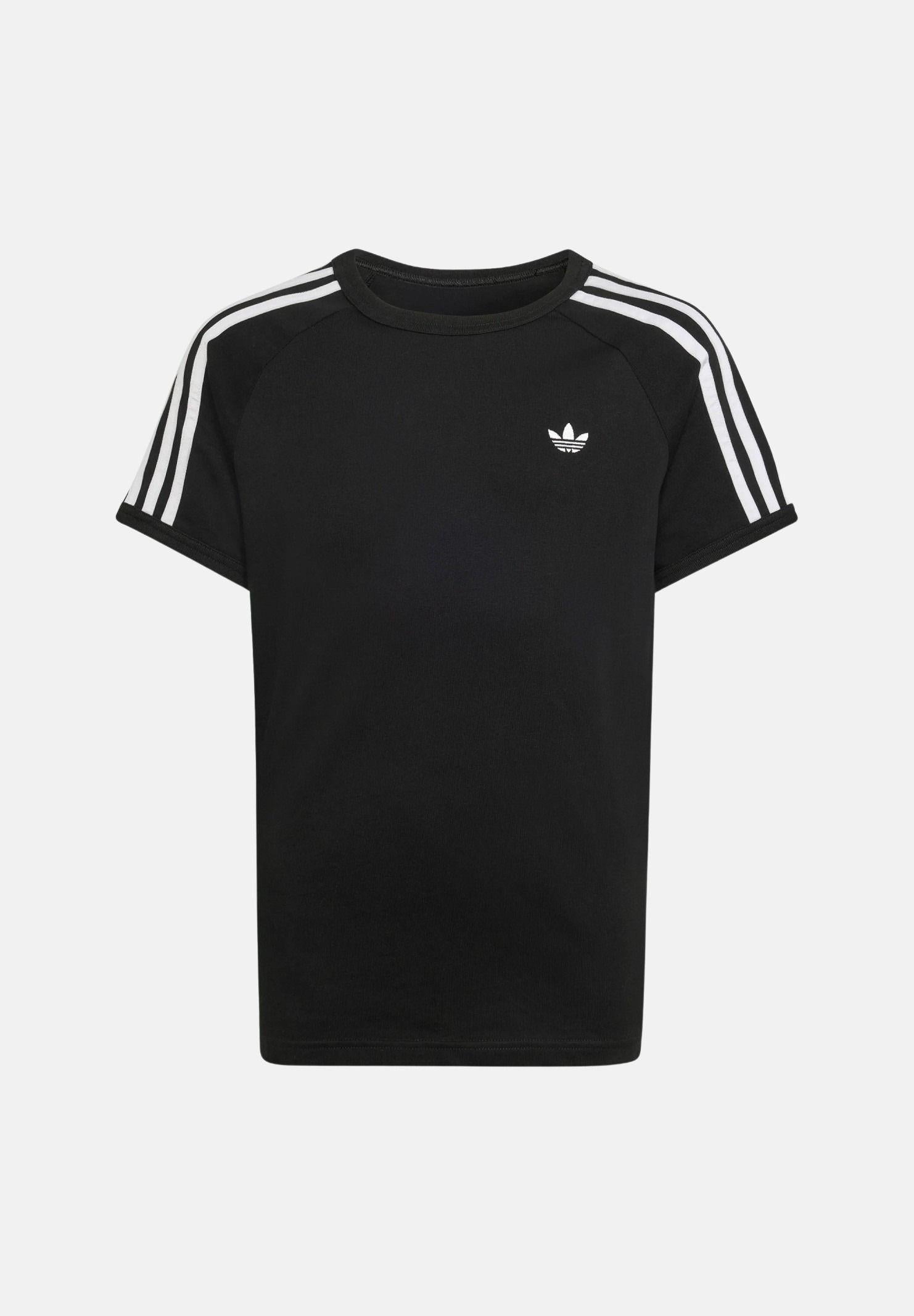 ADIDAS ORIGINALS T-shirt a manica corta 3 STRIPES nera per bambino e bambina KE0919 . ADIDAS ORIGINALS