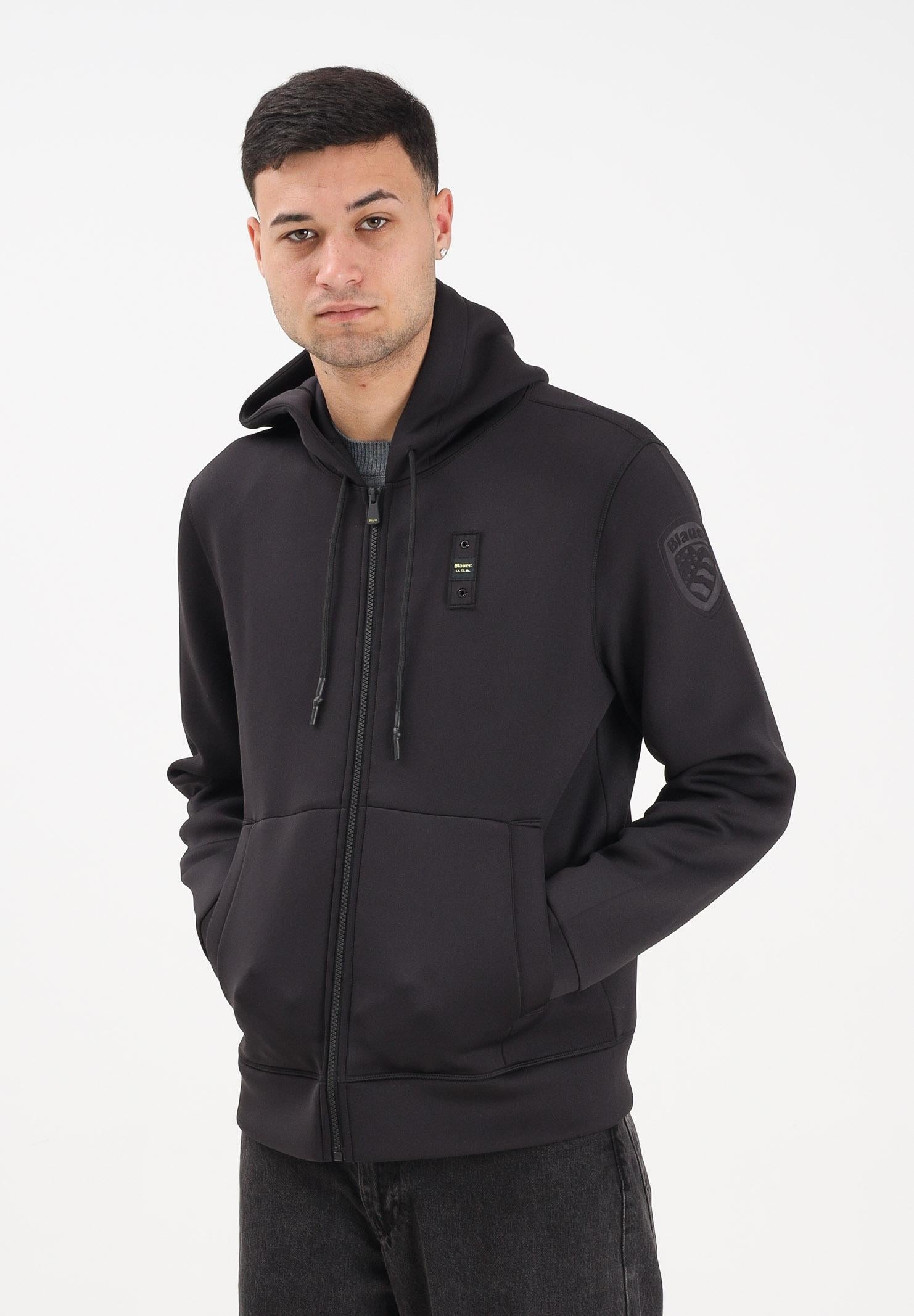 BLAUER Felpa con zip Colby nera da uomo 25WBLUF02093-004745 999 BLAUER