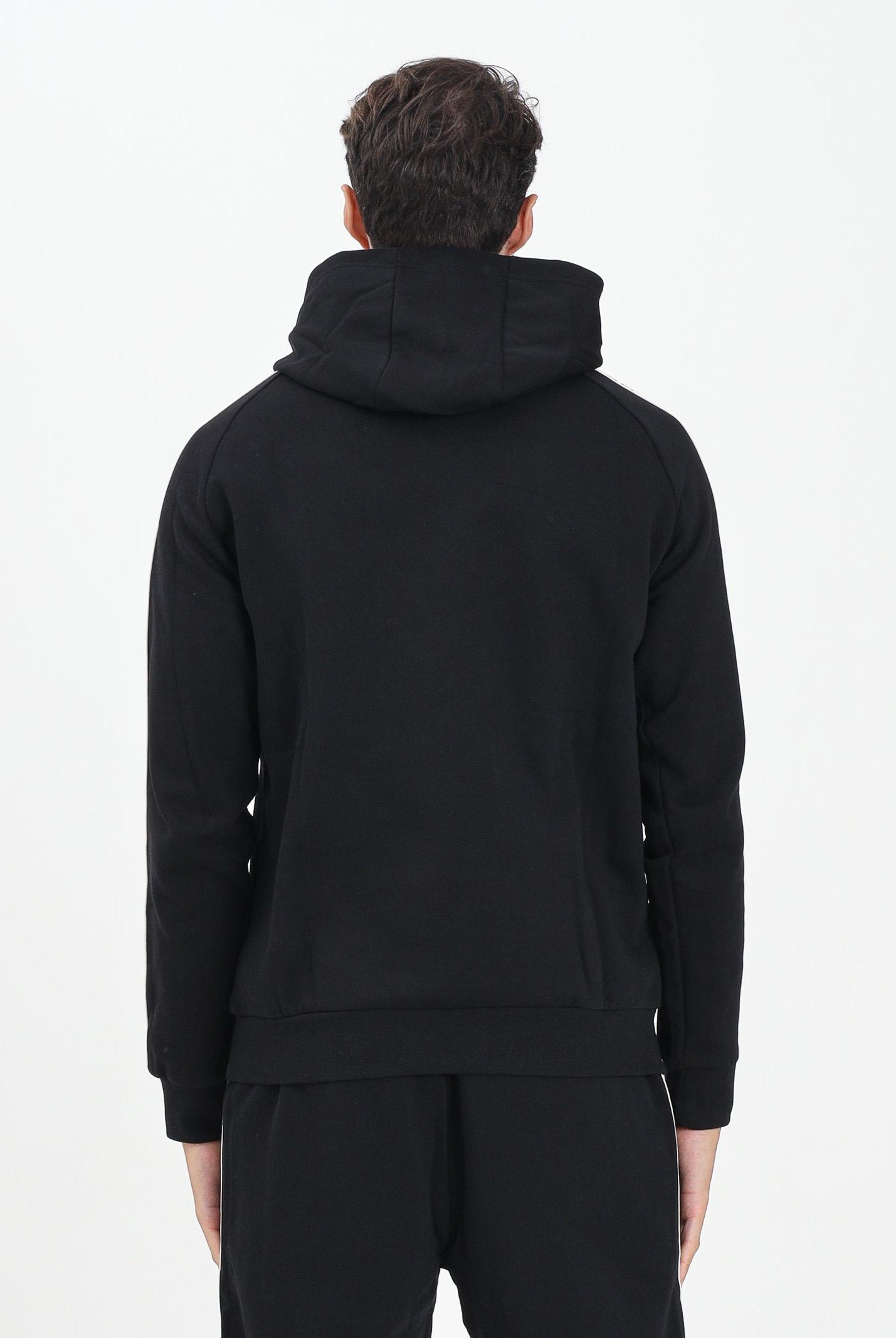 EA7 Felpa con cappuccio nera da uomo rifinita da bande logate a contrasto 7M000972AF10377 UC001 EA7