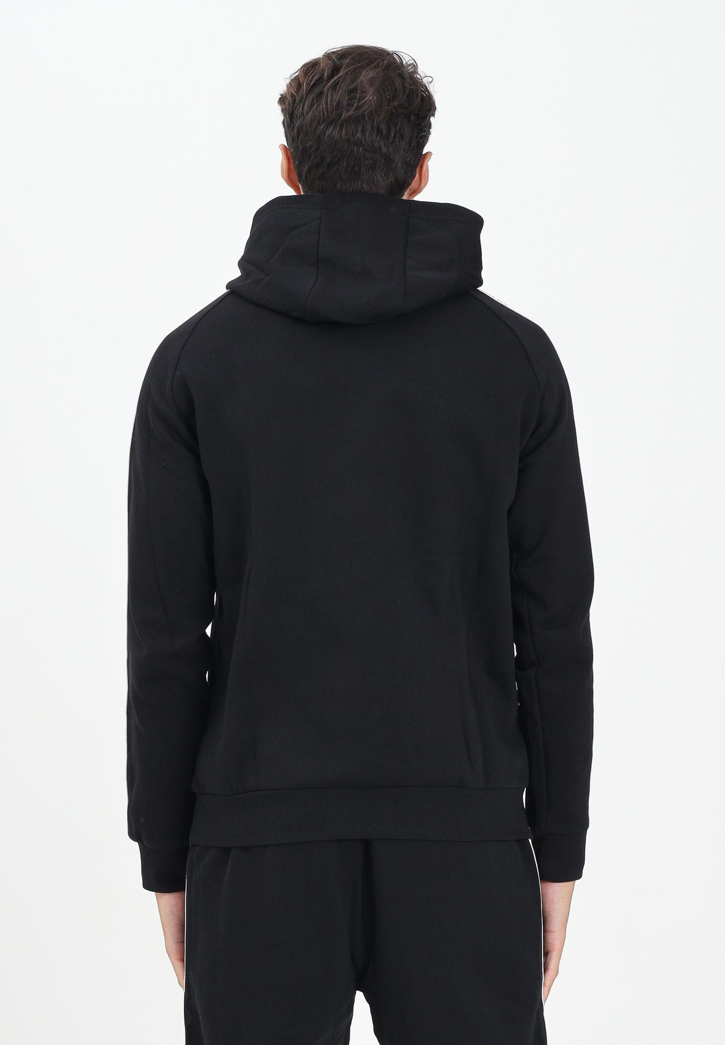 EA7 Felpa con cappuccio nera da uomo rifinita da bande logate a contrasto 7M000972AF10377 UC001 EA7