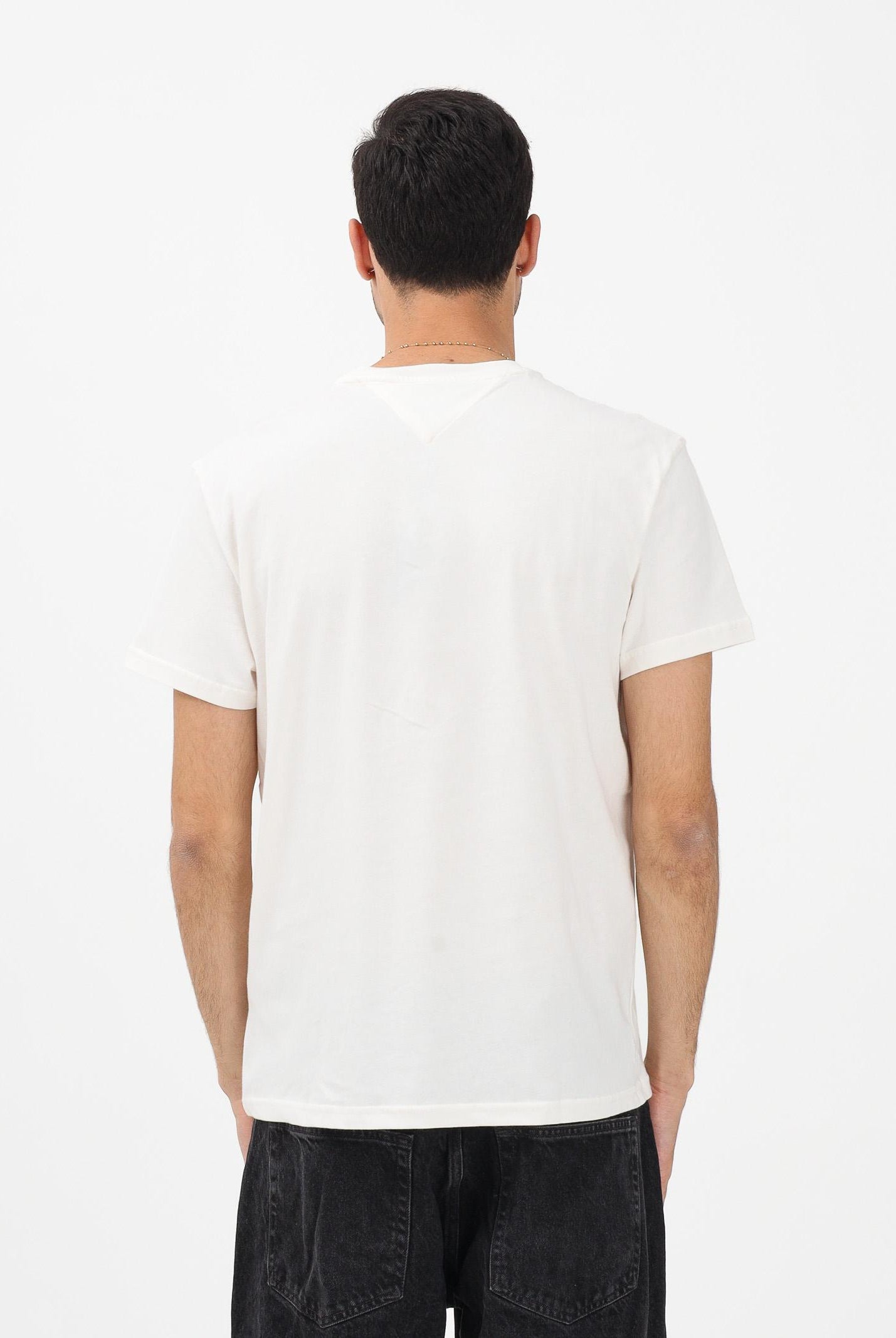 TOMMY JEANS T-shirt a manica corta panna da uomo con logo a timbro DM0DM22317 YBH TOMMY JEANS