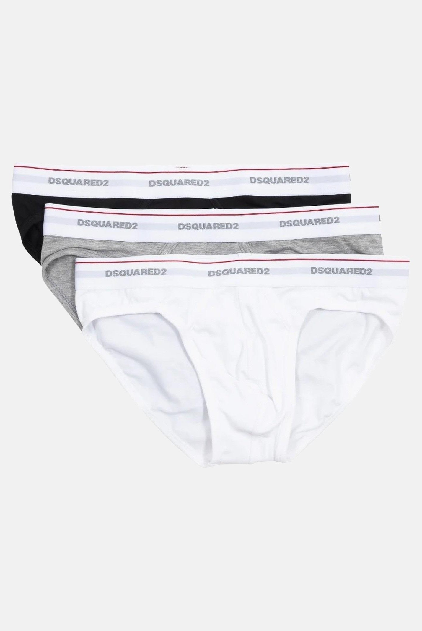 DSQUARED2 Slip (3pz) bianco, nero e grigio da uomo con fascia elastica logata DCX300060 984 DSQUARED2