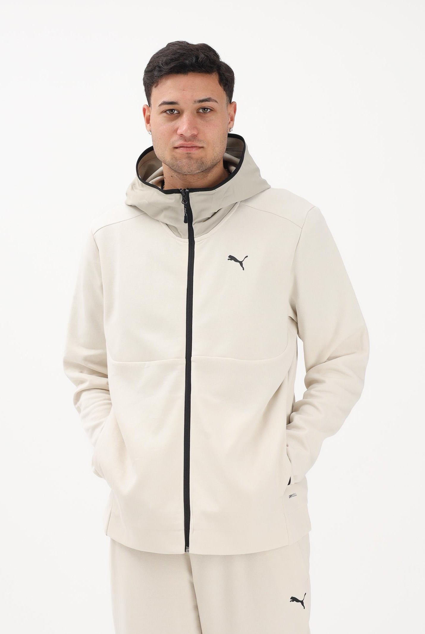 PUMA Felpa con zip PUMA TECH panna da uomo 692185 87 PUMA