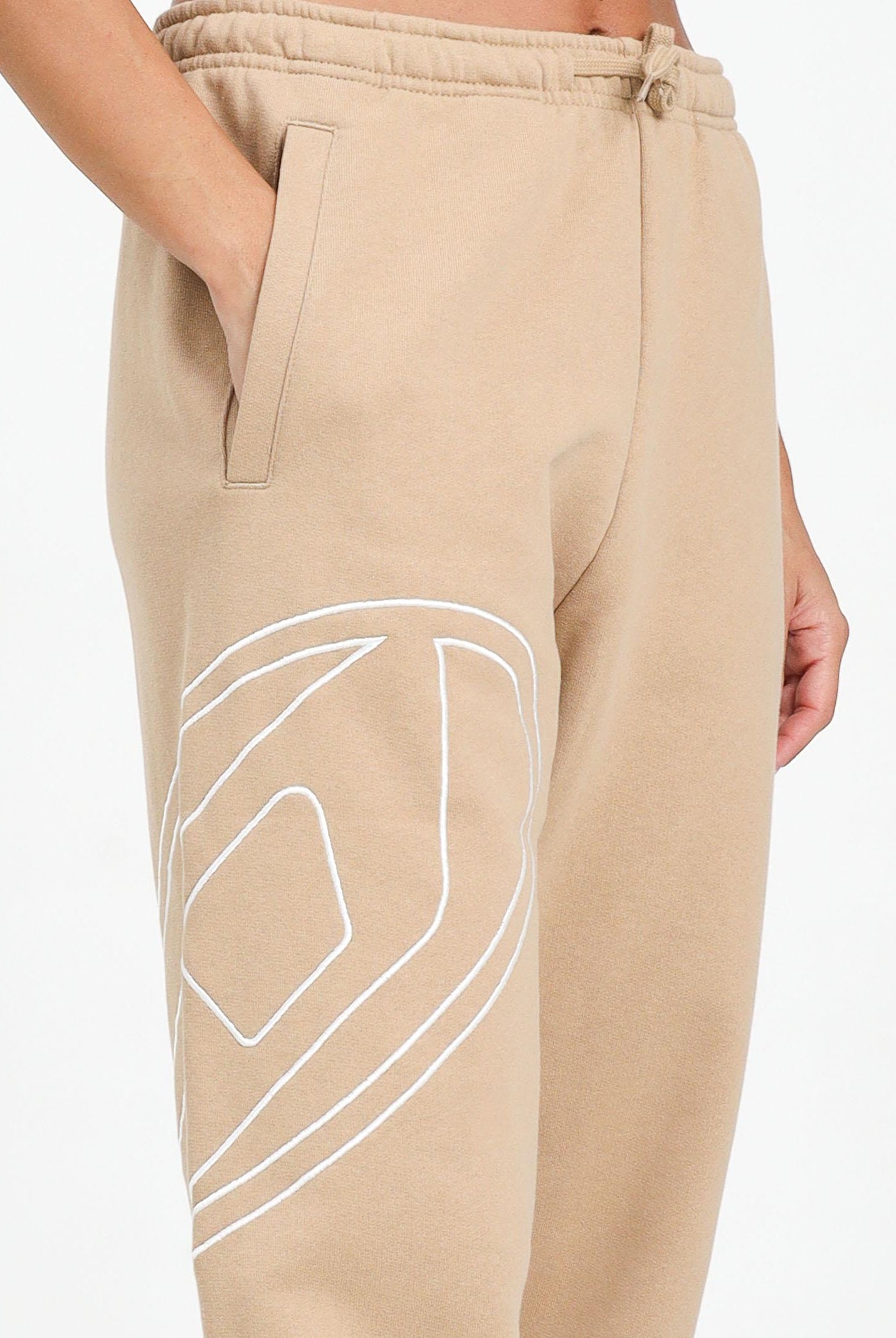 DIESEL Pantalone sportivo beige per donna, ragazzi e bambini con maxi logo Oval D J022720GYCJ K726 DIESEL