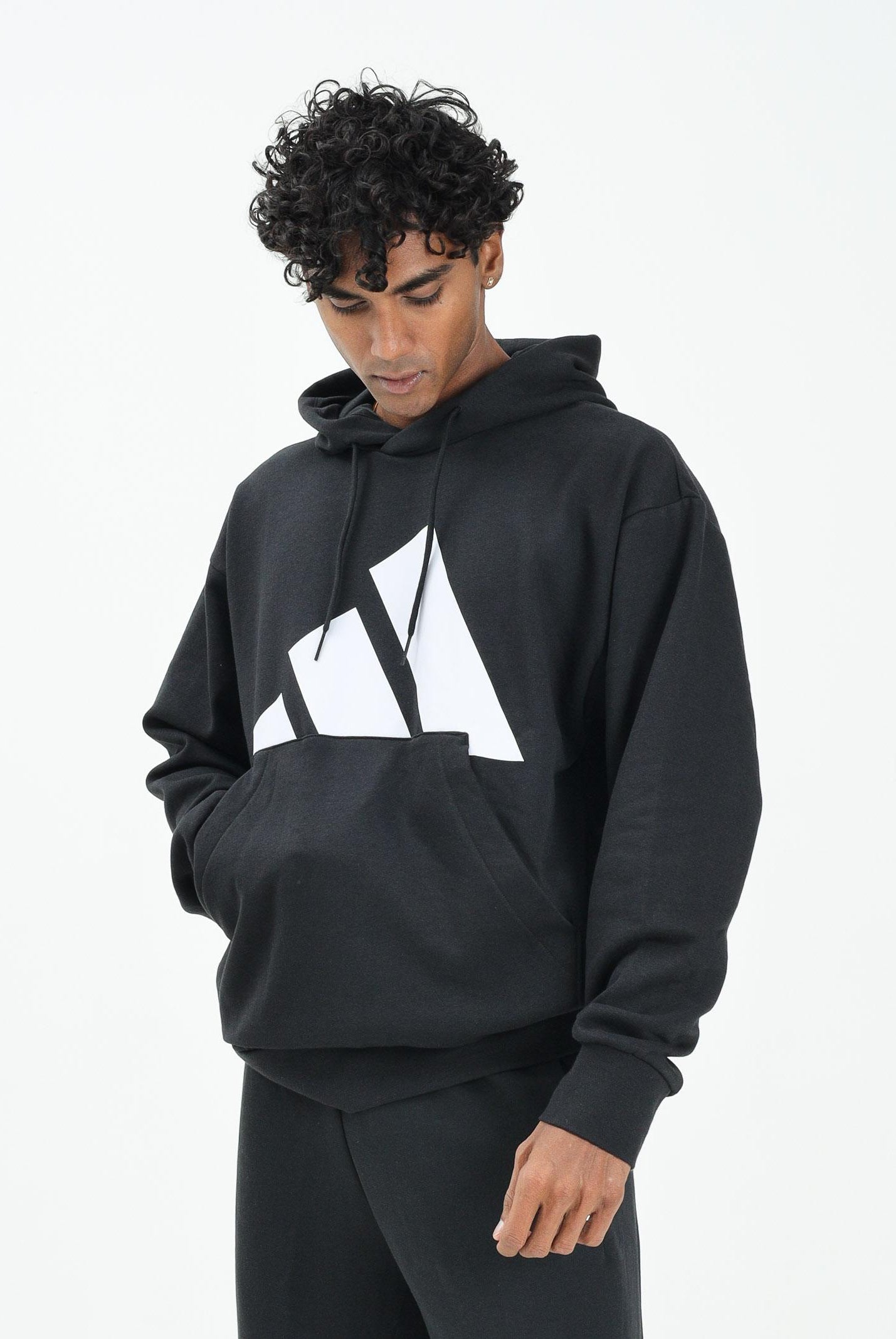 ADIDAS PERFORMANCE Felpa con cappuccio Essentials Big Logo French Terry nera da uomo IN6159 . ADIDAS PERFORMANCE