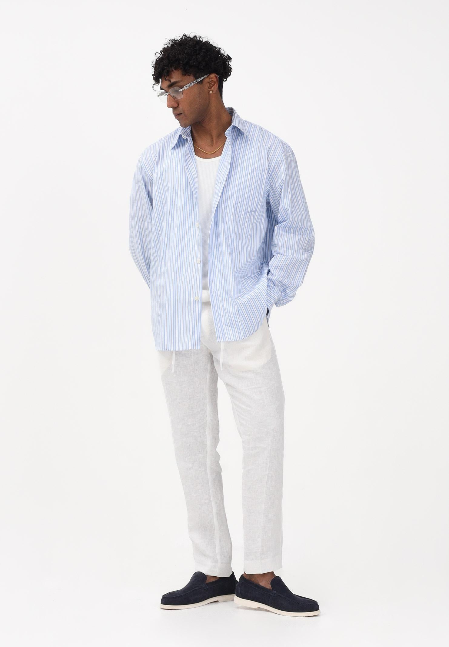 SELECTED HOMME Camicia a manica lunga celeste da uomo con motivo a righe 16100422 LIBL SELECTED HOMME