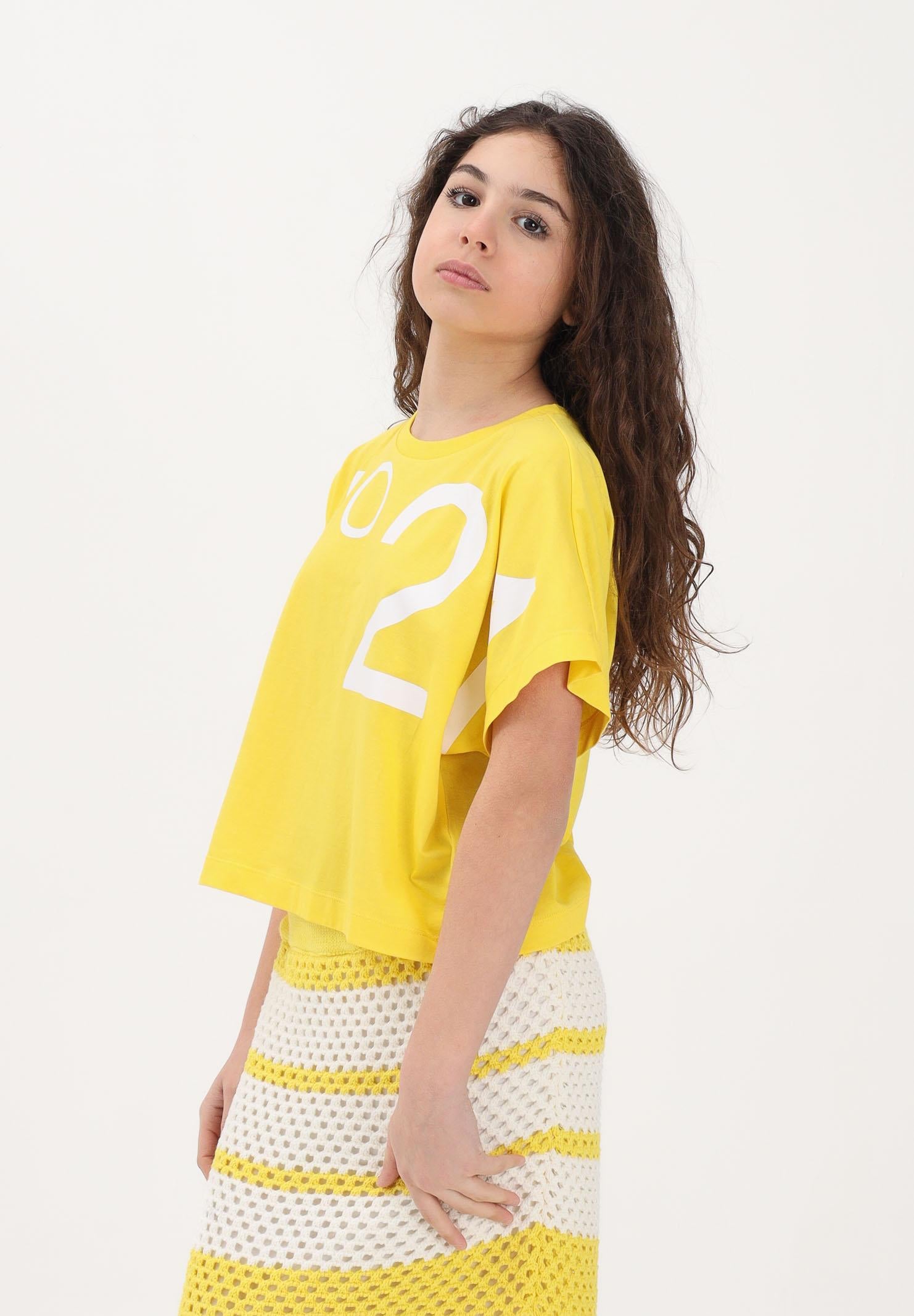 N21 T-shirt a manica corta gialla per donna, ragazze e bambine con maxi logo N210AAN0153 0N215 N21
