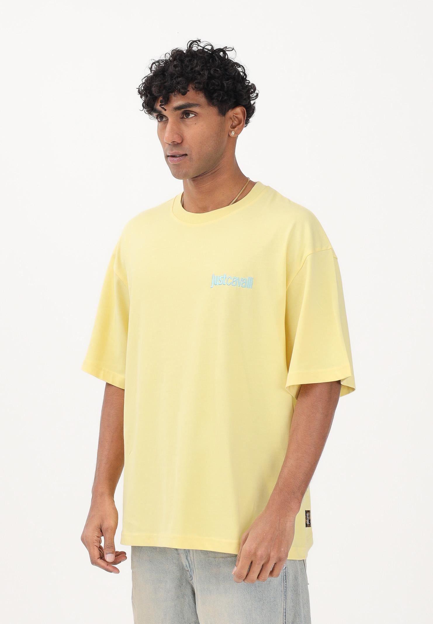 JUST CAVALLI T-shirt a manica corta gialla da uomo con stampa sul retro 80OAHE26CJ118 644 JUST CAVALLI