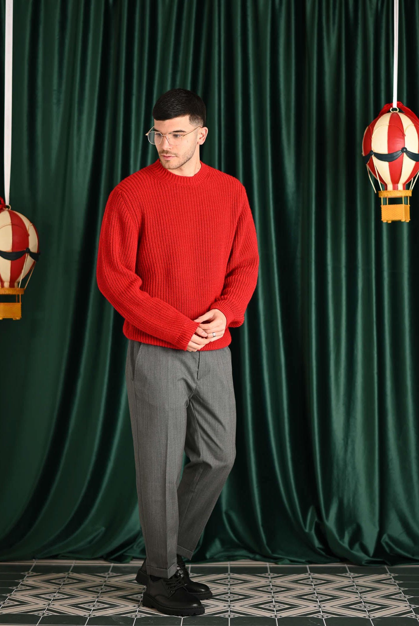 I'M BRIAN Maglione girocollo rosso da uomo MA3023 RO I'M BRIAN