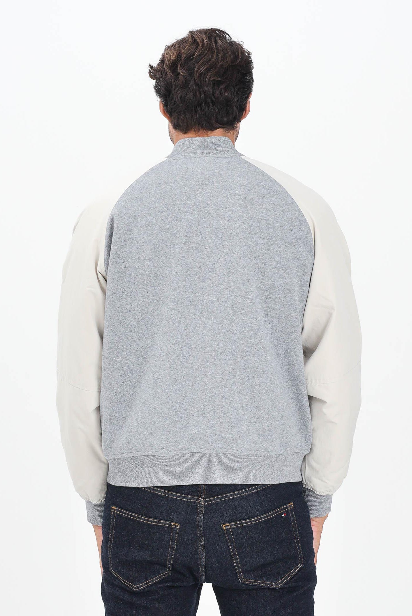 TOMMY HILFIGER Bomber Athleisure grigio e panna da uomo MW0MW39684P01 . TOMMY HILFIGER