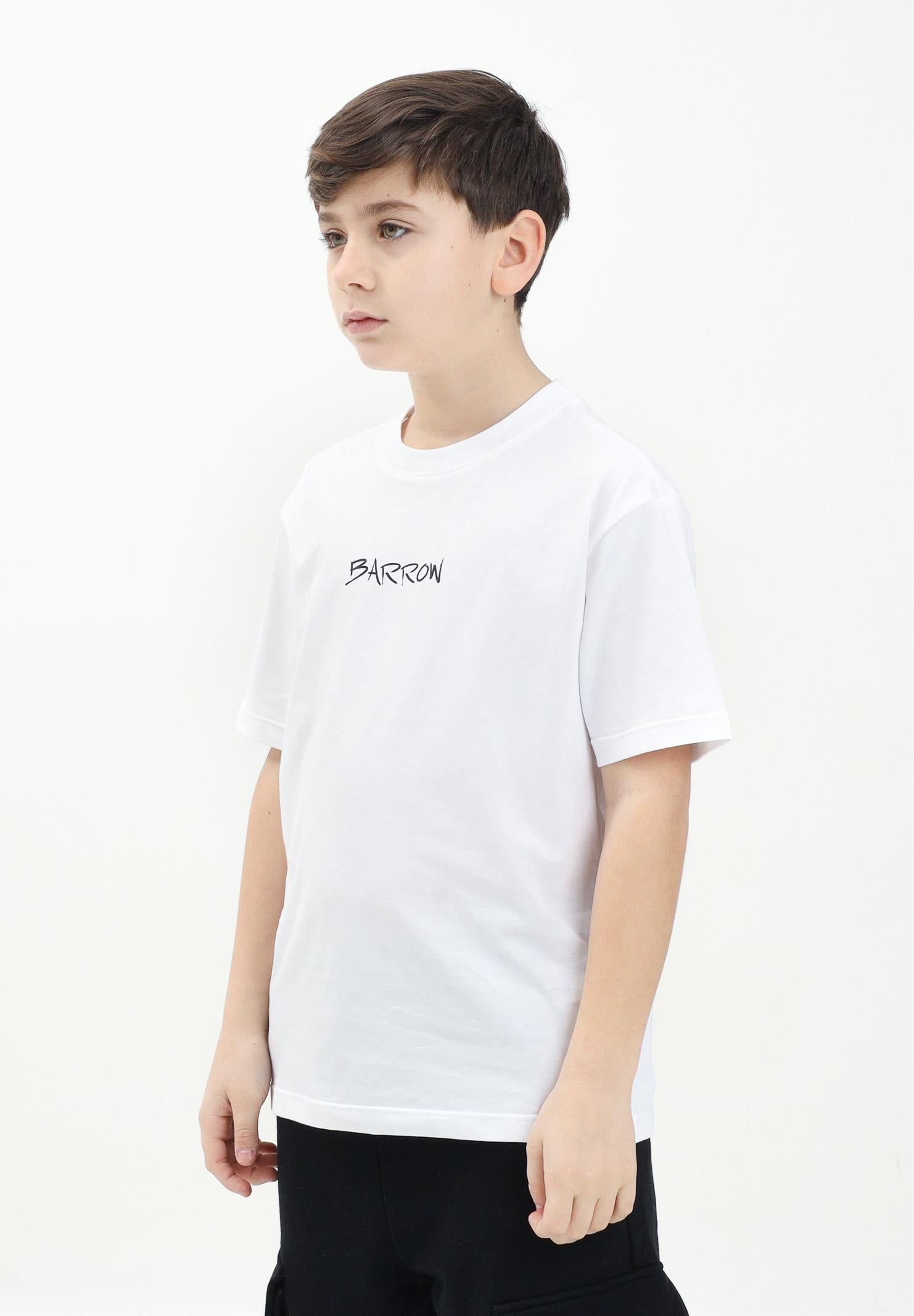 BARROW T-shirt a manica corta bianca per donna, ragazzi e bambini con stampa teddy sul retro S5BKJUTH072 002 BARROW