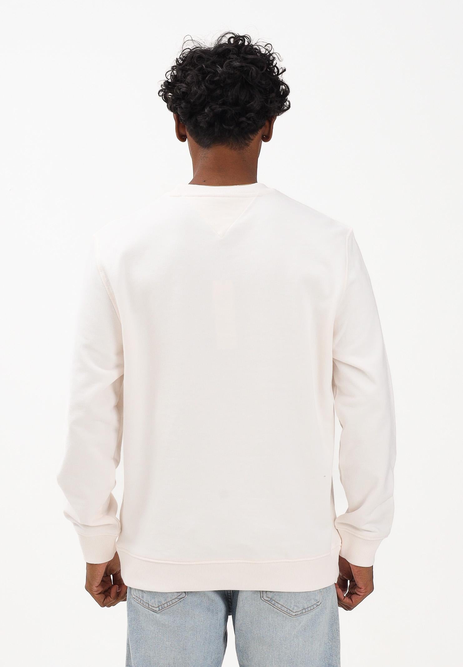 TOMMY JEANS Felpa girocollo panna da uomo con stampa logo DM0DM22643 YBH TOMMY JEANS