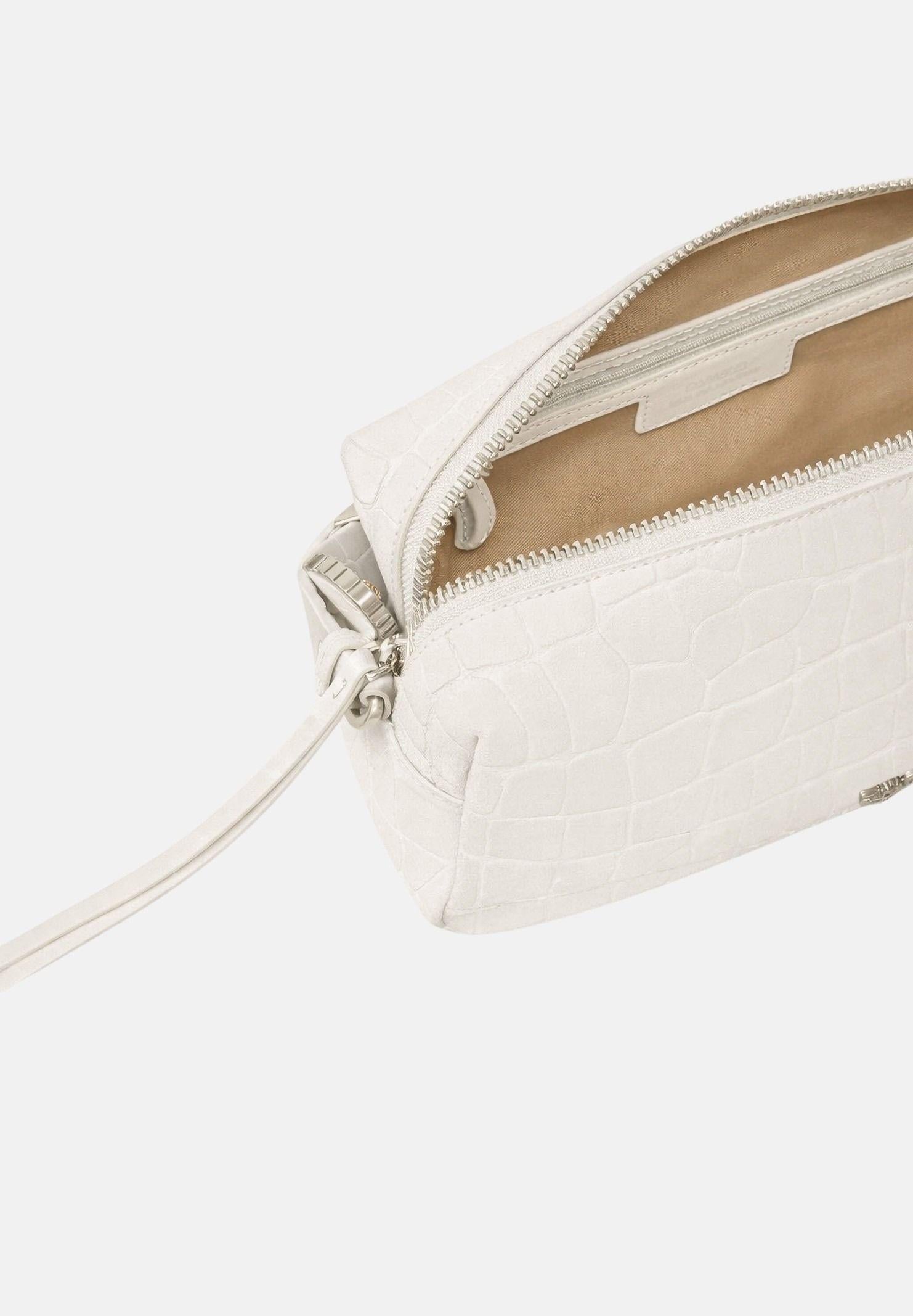 PINKO Borsa a spalla bianca da donna in pelle stampa coccodrillo 106761A2YW Z15O PINKO