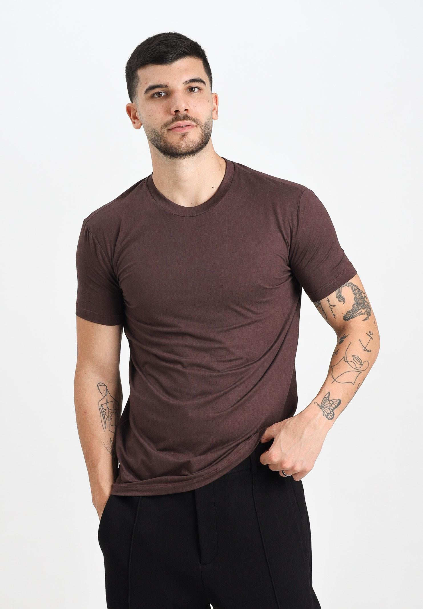 DSQUARED2 T-shirt a manica corta marrone da uomo con logo sul retro D9M206030 502 DSQUARED2