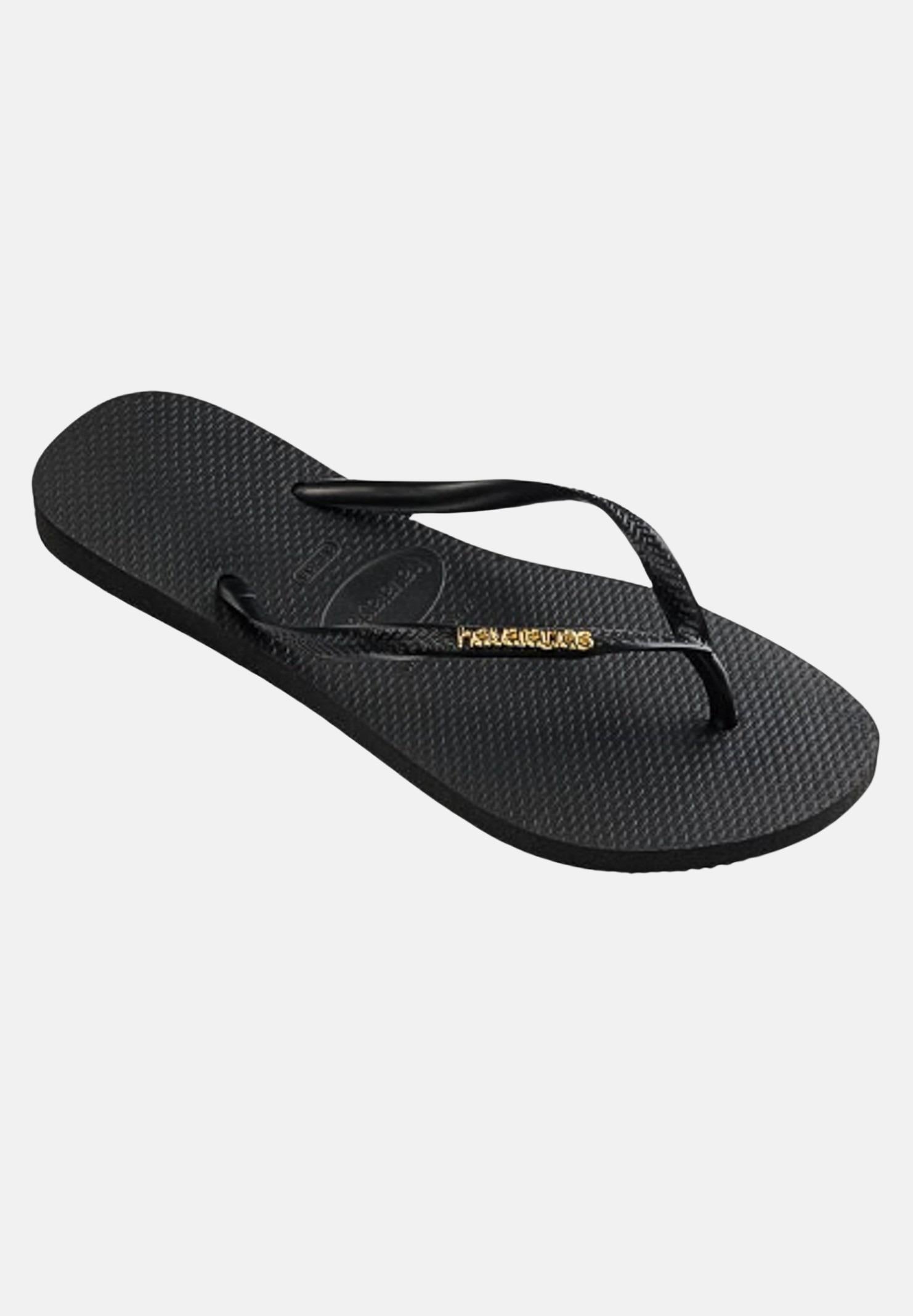 HAVAIANAS Infradito neri da donna Slim Logo Metallic 4119875 1924 HAVAIANAS