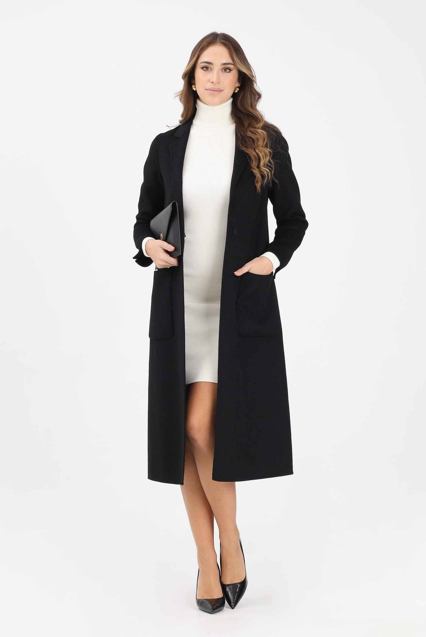 VICOLO Cappotto lungo nero da donna TF0002 A99 VICOLO