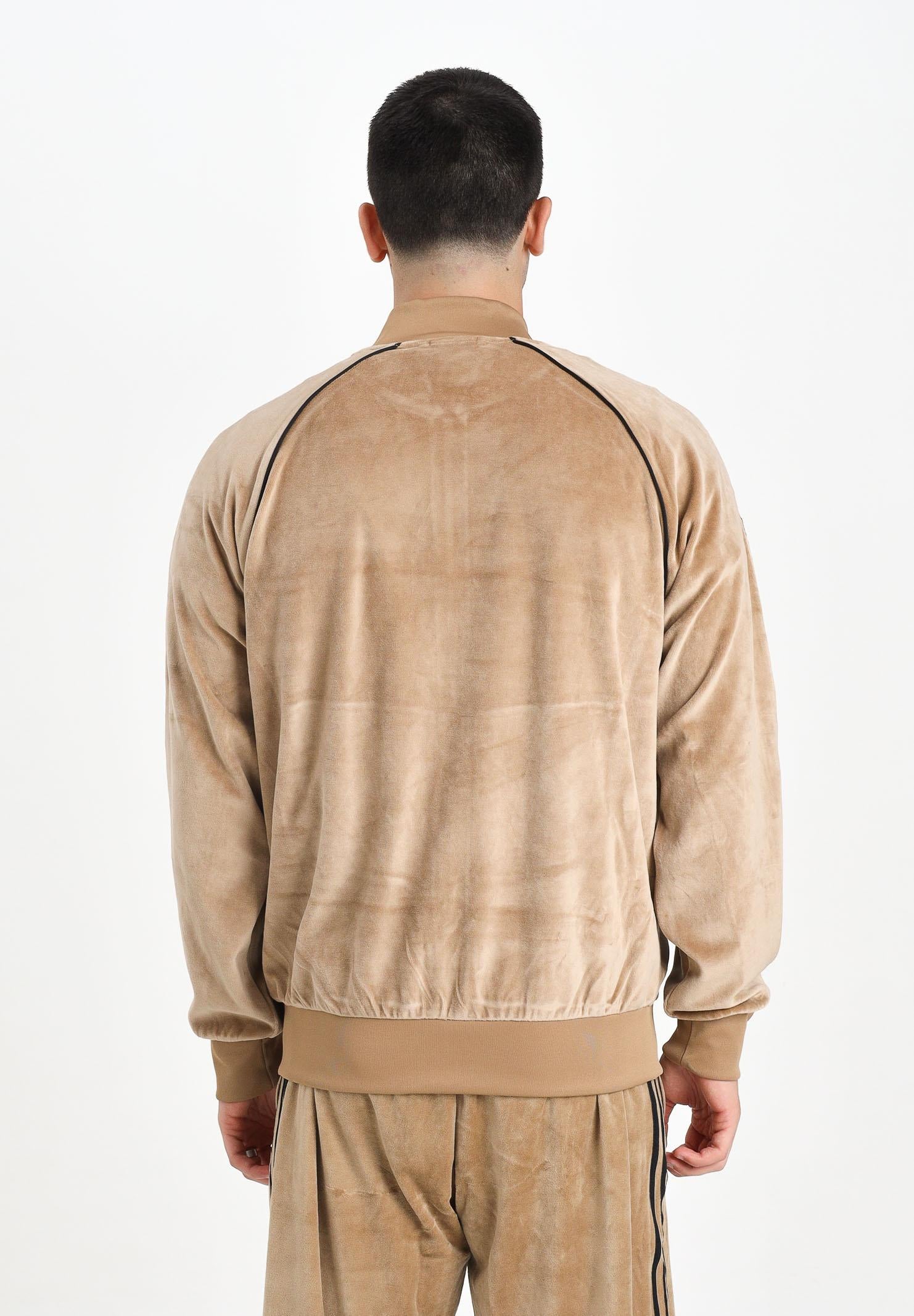 ADIDAS ORIGINALS Felpa con zip SST Adicolor in velour beige da uomo JX1561 ADIDAS ORIGINALS