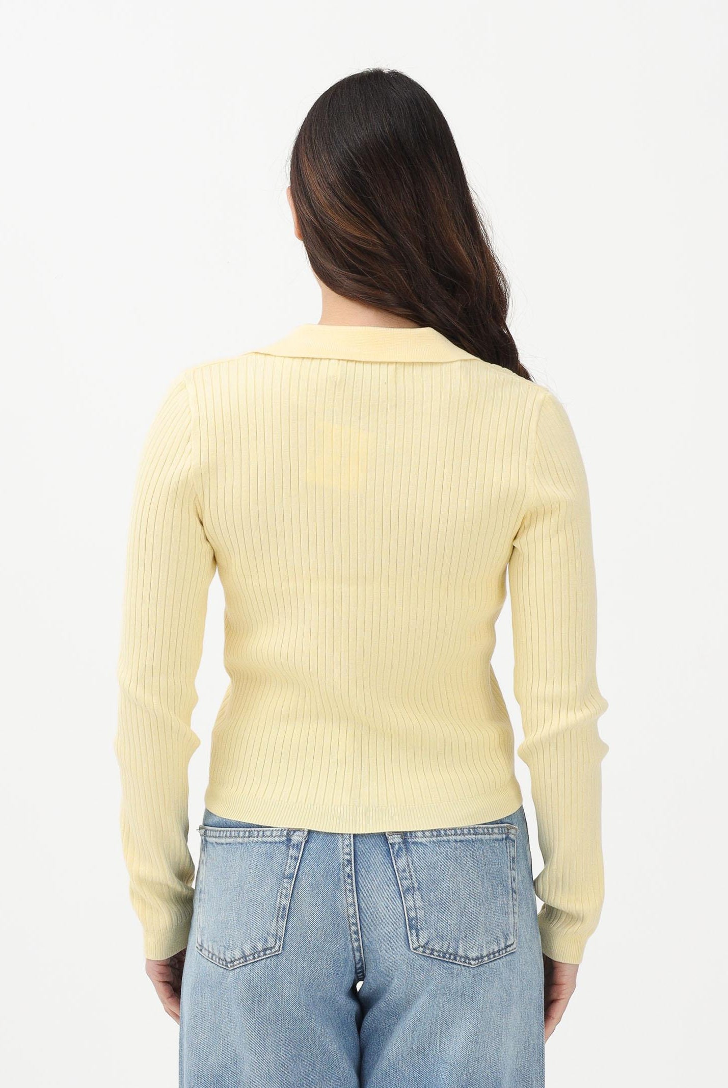 ONLY Maglioncino in tessuto a coste giallo da donna stile polo 15344841 DOCR ONLY