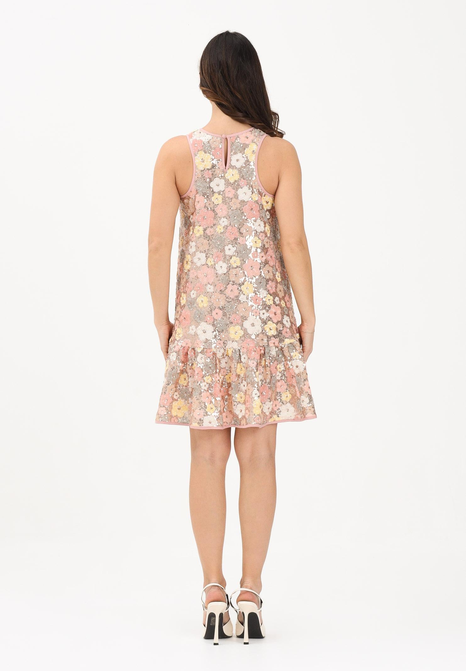 N21 Abito corto rosa per donna, ragazze e bambine con motivo floreale ricamato con paillettes N2109IN0480 0N321 N21