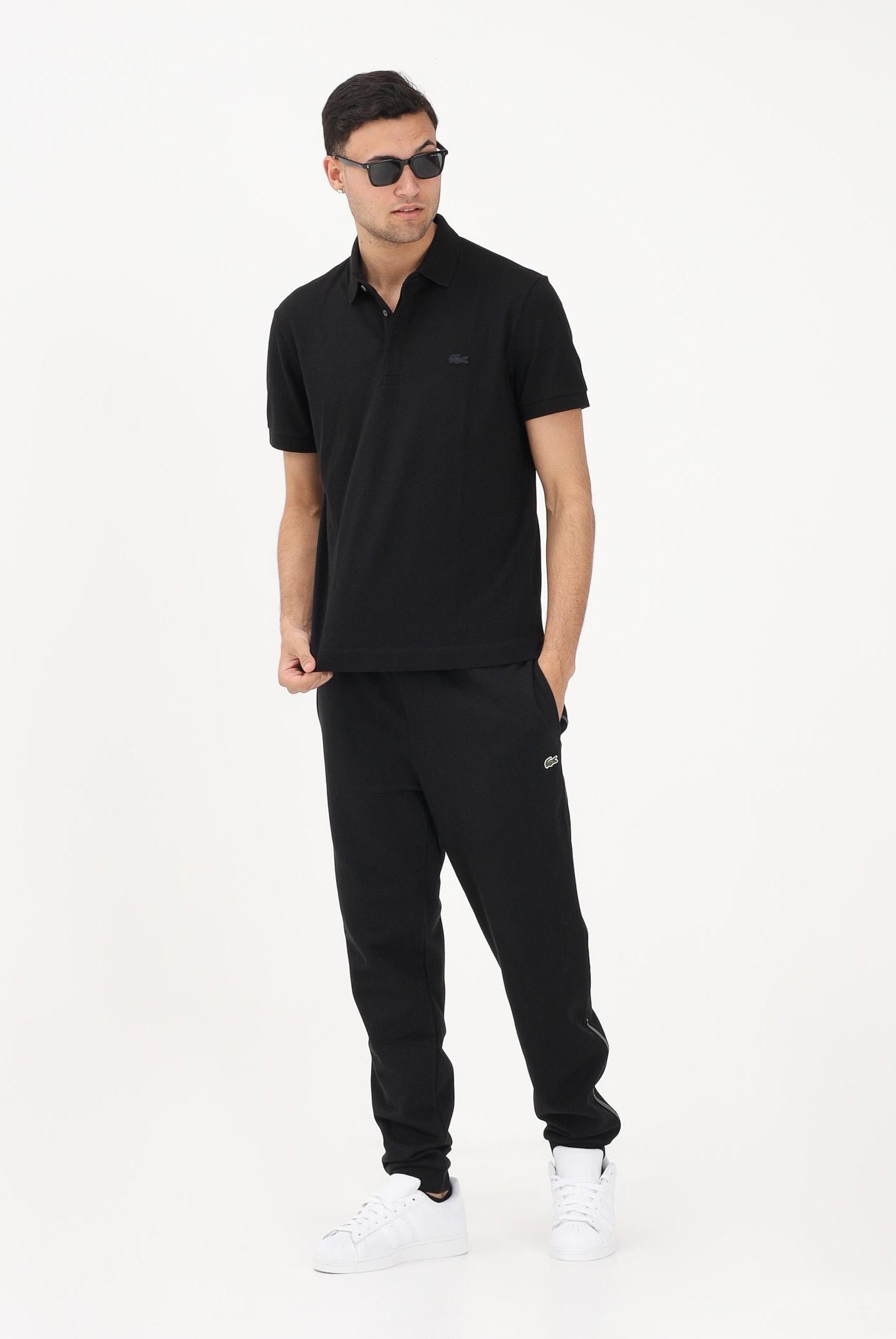 LACOSTE Pantalone sportivo nero da uomo con rifiniture laterali logate XH0883 031 LACOSTE