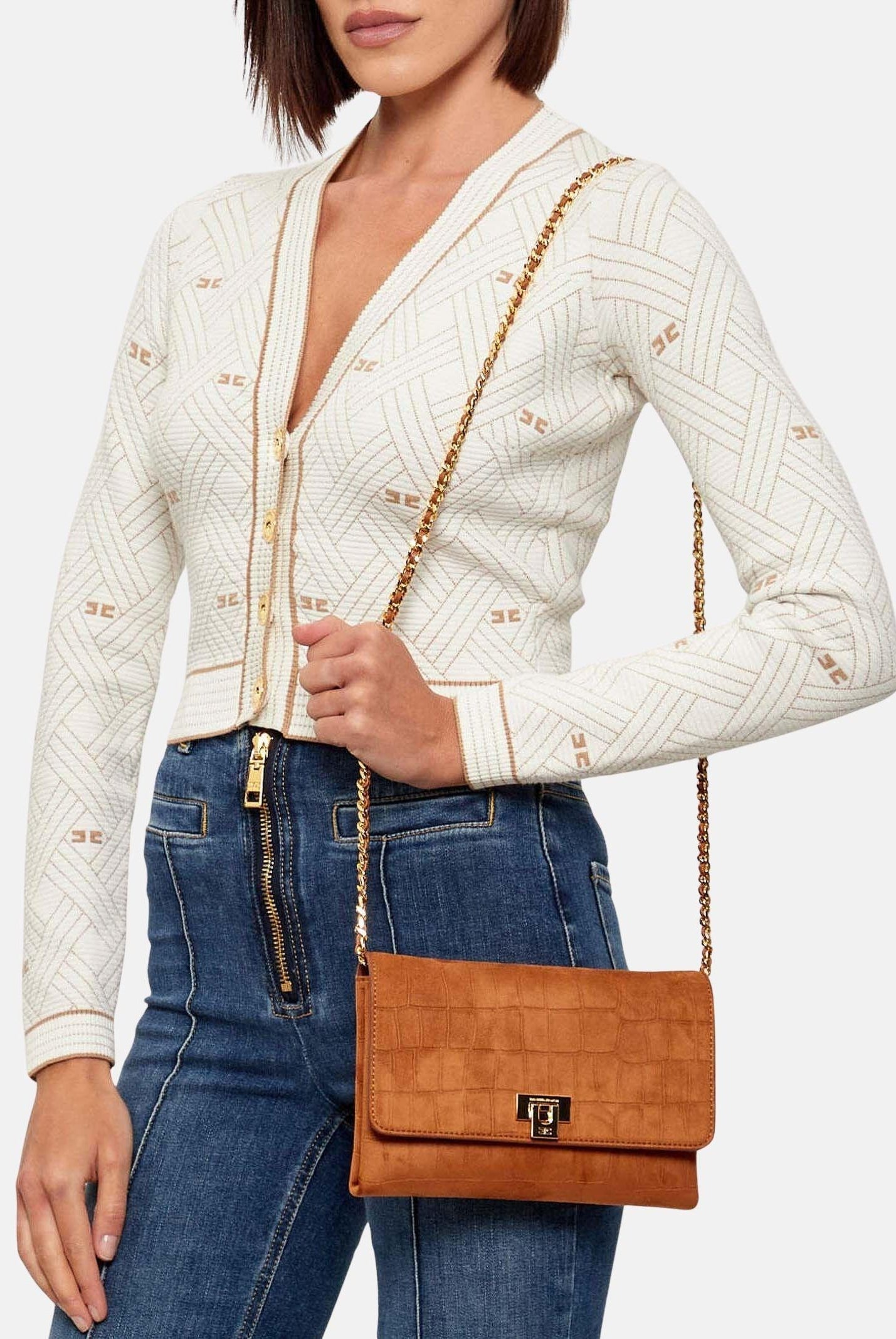 ELISABETTA FRANCHI Pochette cuoio da donna realizzata in suede BS64A61E2 600 ELISABETTA FRANCHI