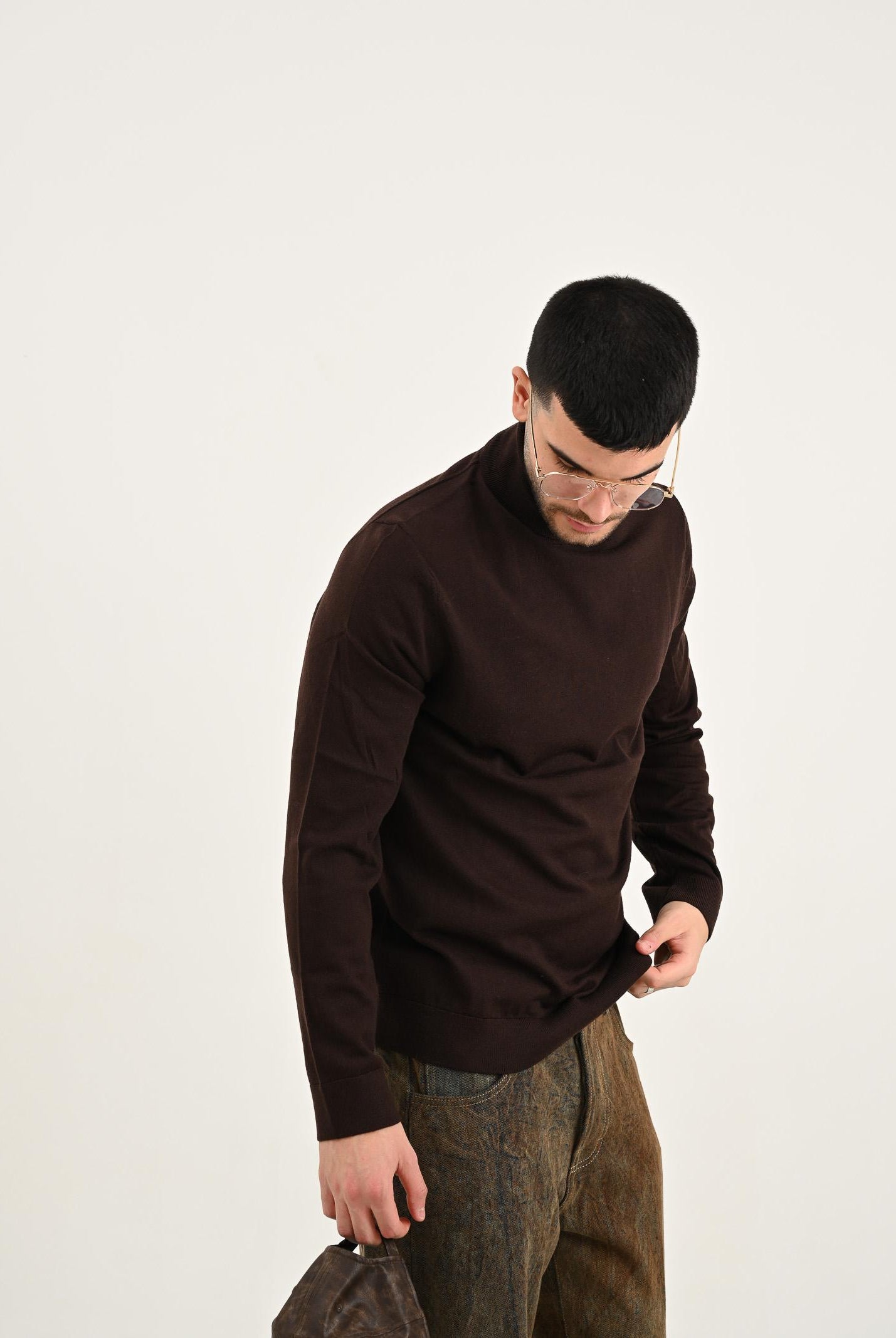 SELECTED HOMME Maglione a collo alto marrone da uomo 16094653 Demitasse SELECTED HOMME