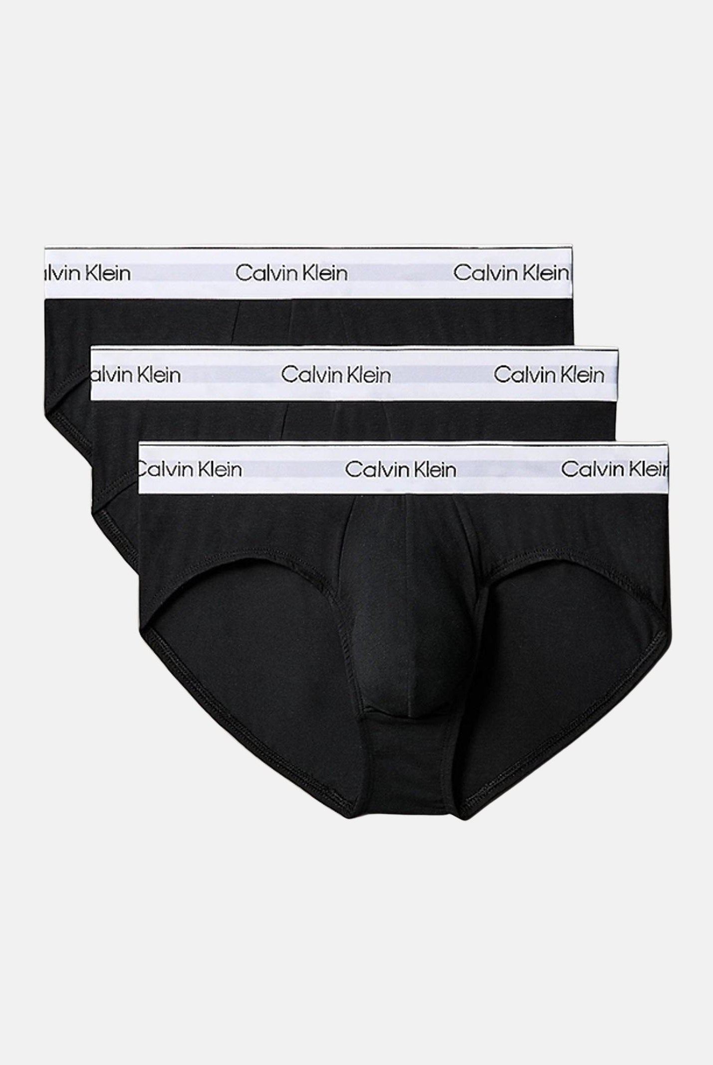 CALVIN KLEIN Set composto da tre slip neri da uomo con vita elastica logata 000NB3962A UB1 CALVIN KLEIN